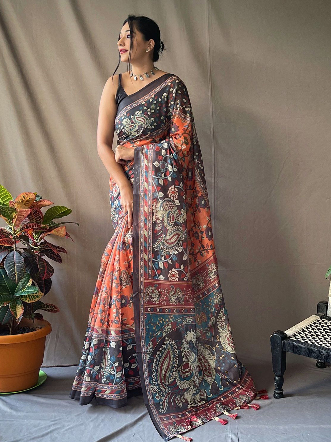 MORDEN MUSE Kalamkari Printed Pure Cotton Saree