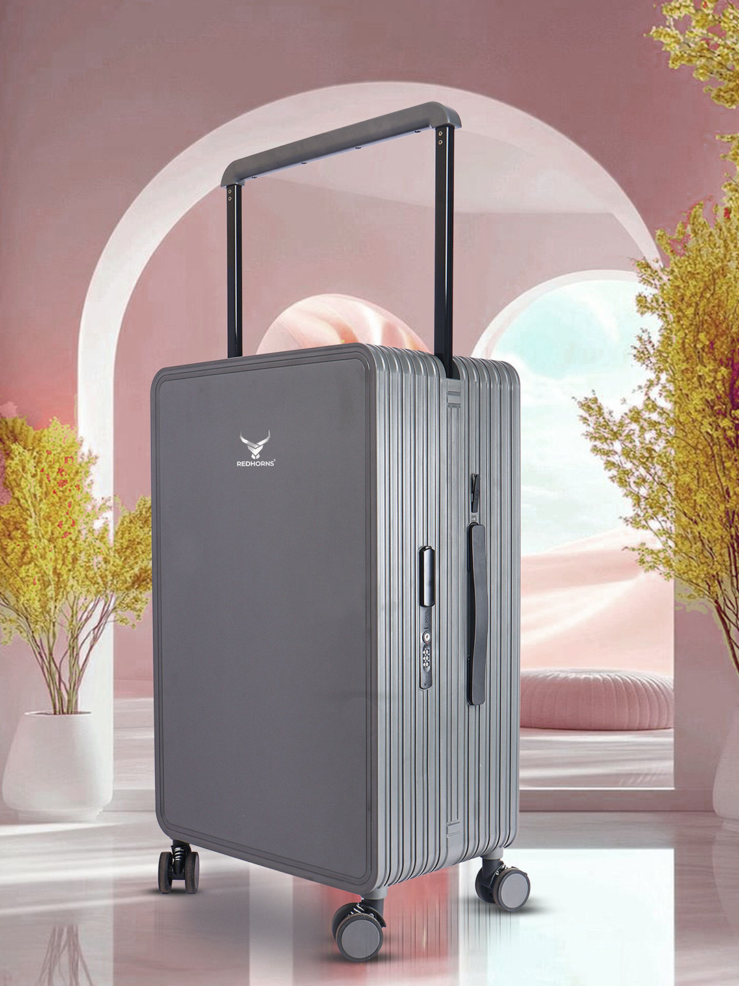 REDHORNS Airline USB Port Wide Handle Hard-Sided Medium Trolley Bag