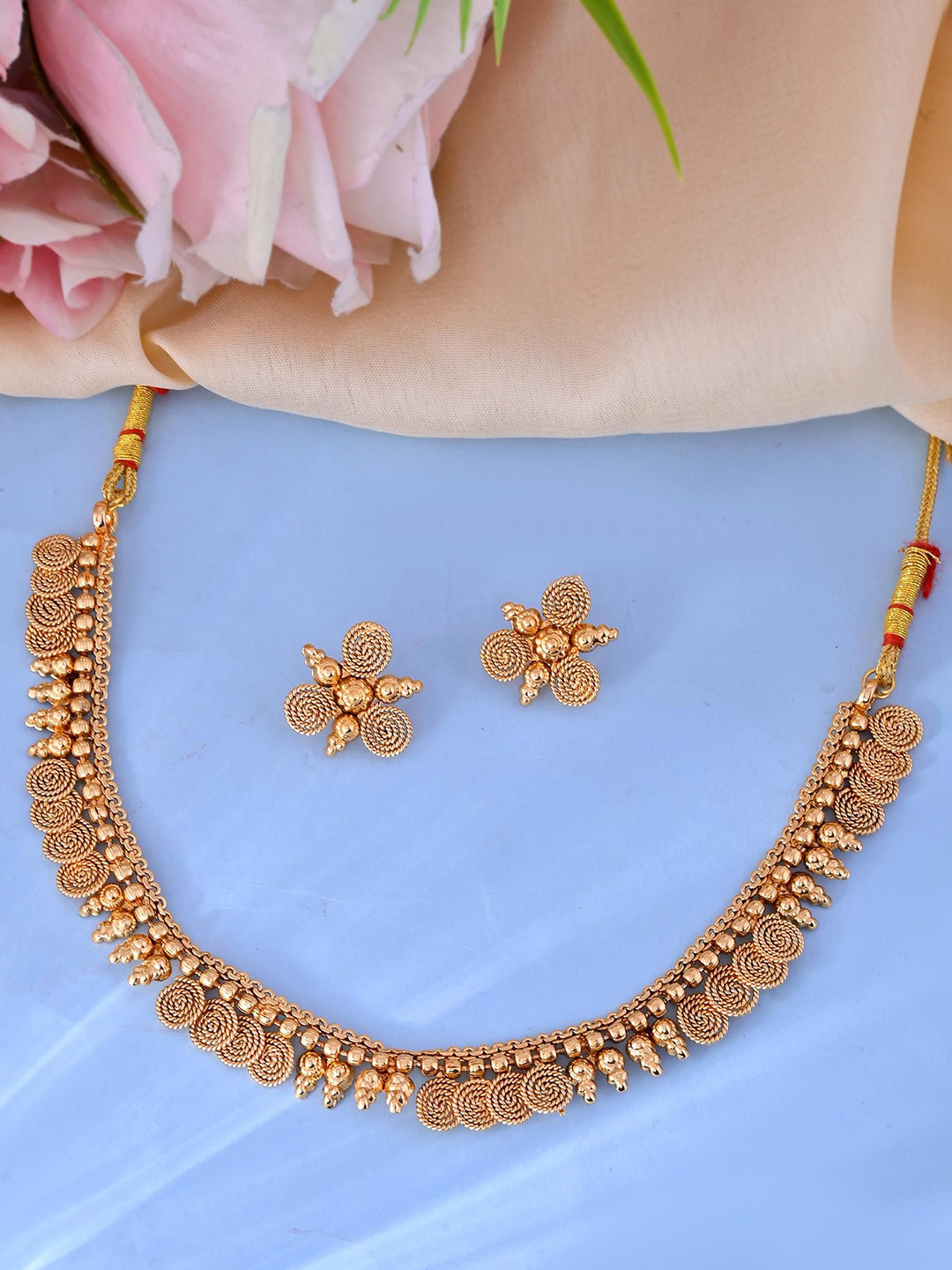 Anouk Gold-Plated Round Designed Jewellery Set