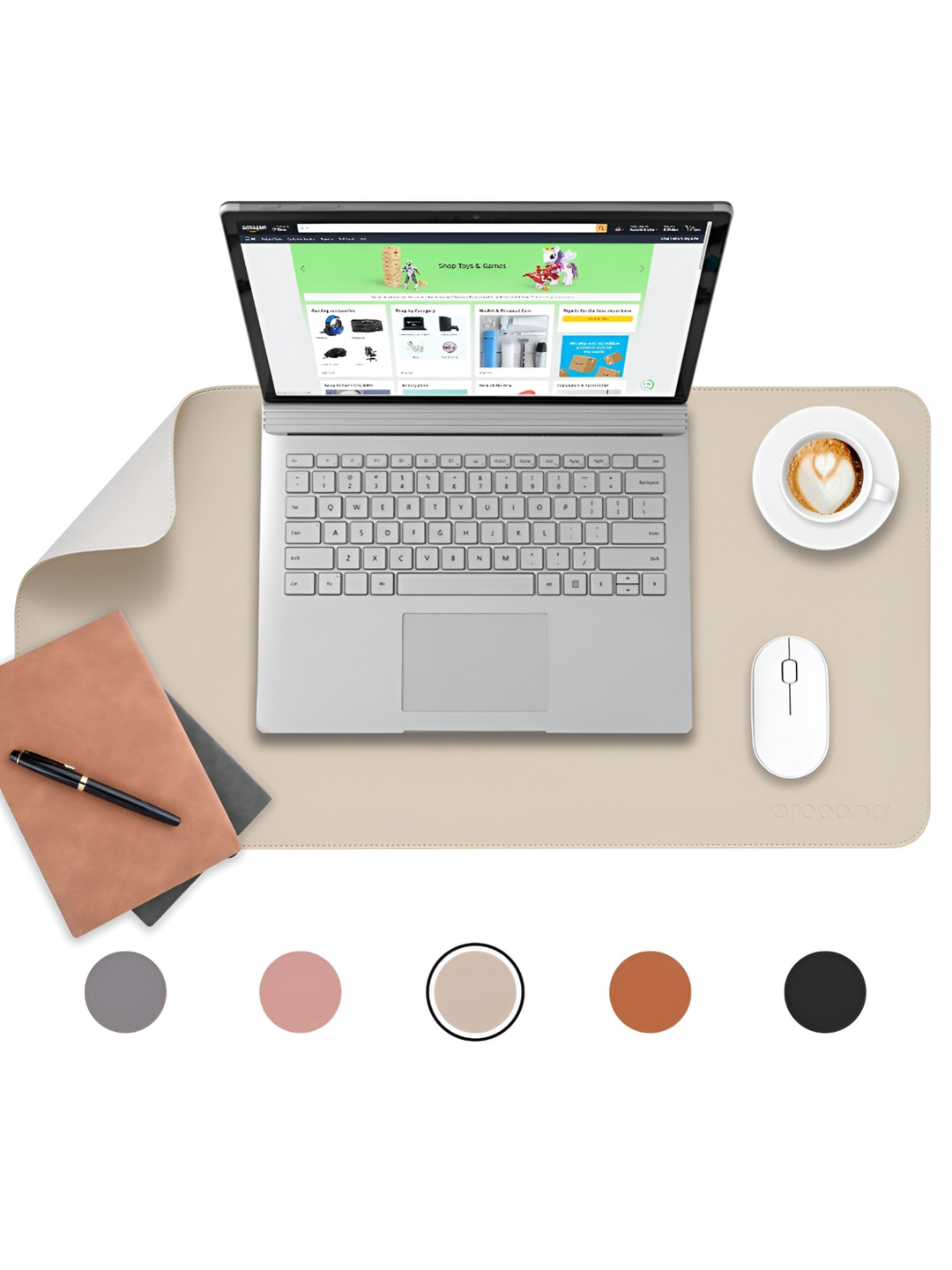 LTETTES anti slip White Synthetic Leather Set Of 1 Water Resistant Desk Organiser 27.6 x 13.8 inch