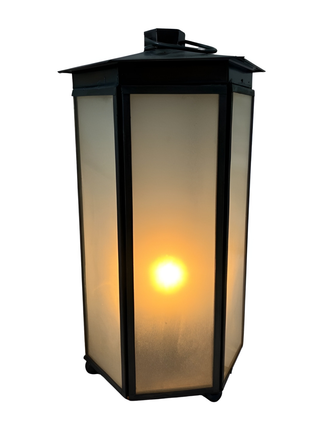 Taurrus Lantern Room Lamp Black Glass Matte Garden Medium Showpiece -