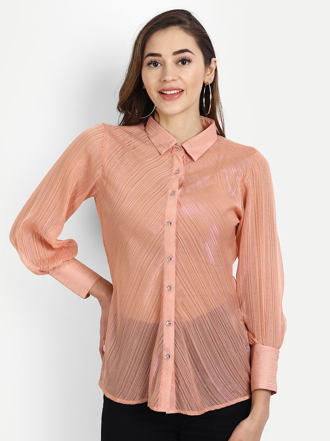 Sangria Striped Shirt Collar Neck Formal Shirt