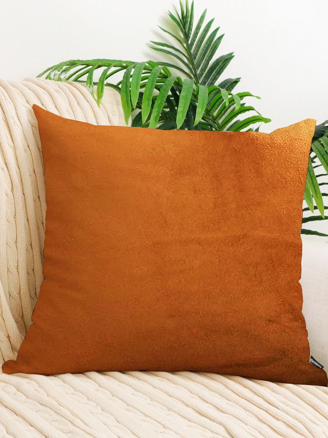 IVAZA Home Orange Velvet Durable Square Cushion Covers - 23.6 x 23.6 In