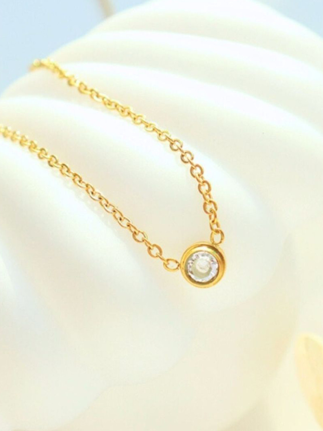 SZN Womens Dainty Solitaire Crystal Pendant Necklace