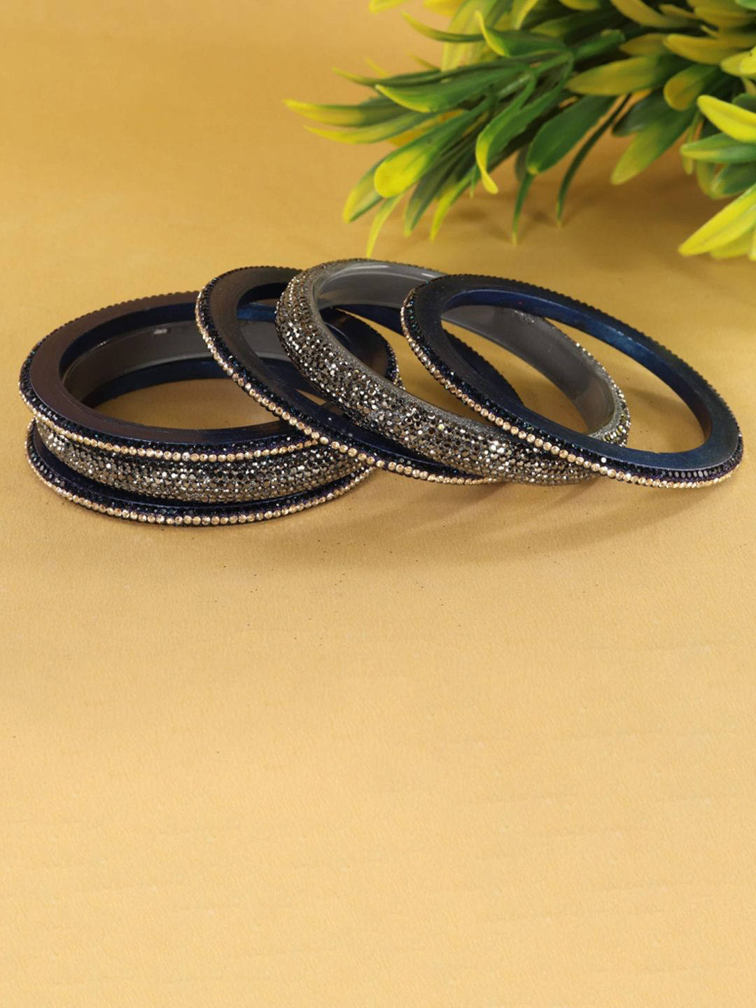 ZULKA Set Of 6 Lac Stone Studded Kada Bangles