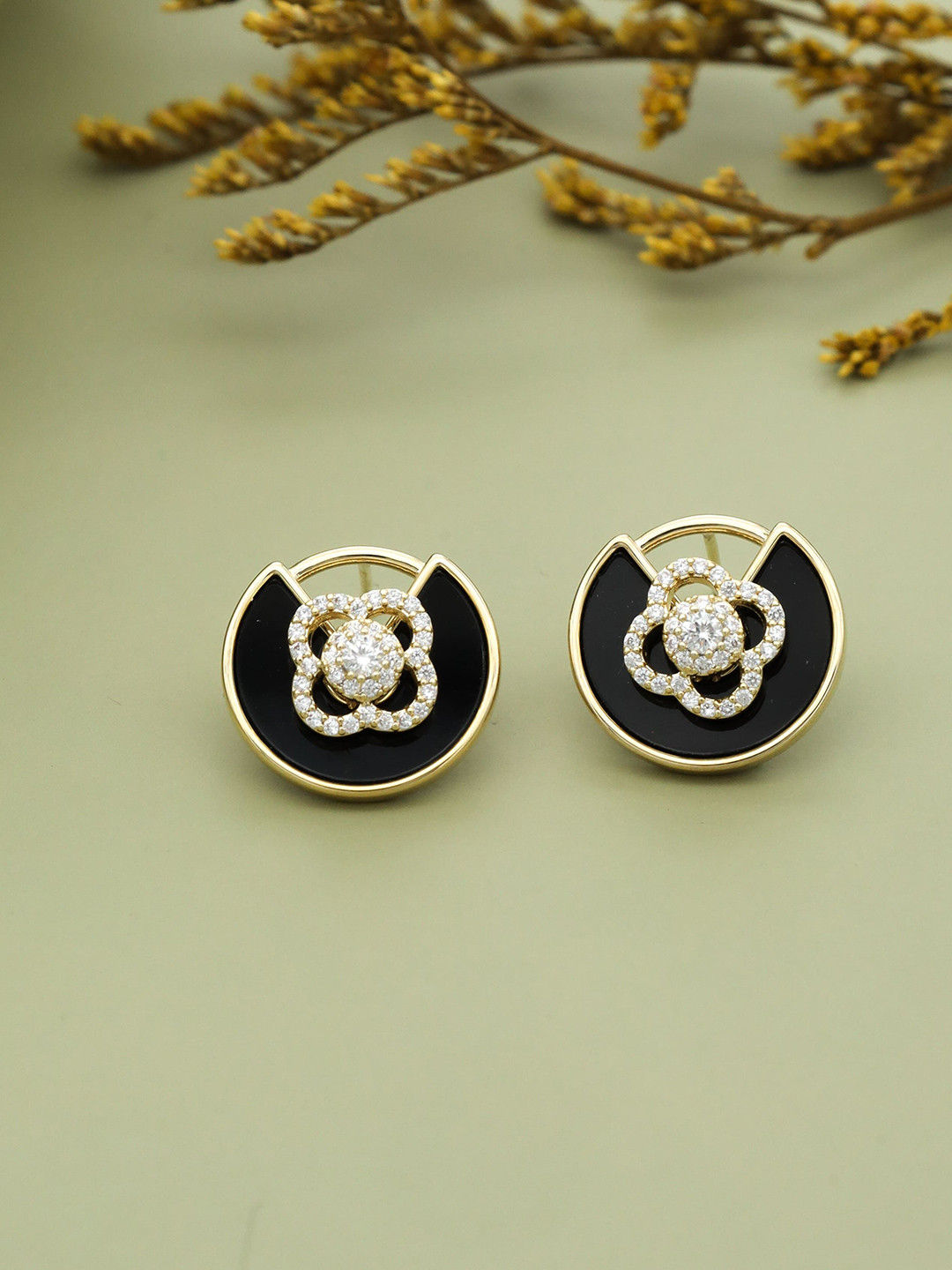 GC Jewelery Gold Plated Artificial Stones Circular Studs