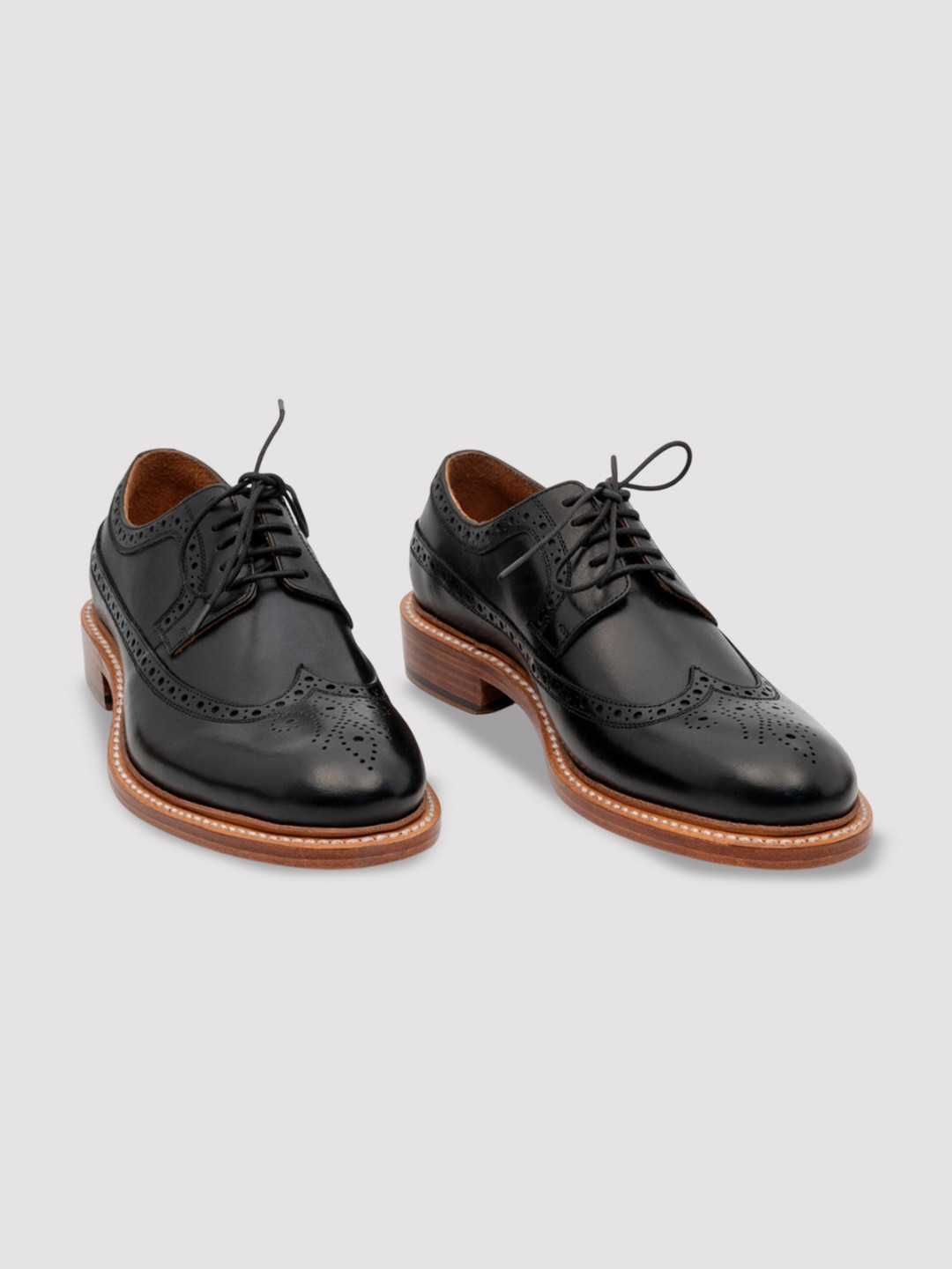 KOZASKO Goodyear Welted Classic Black Longwing Blucher Shoe
