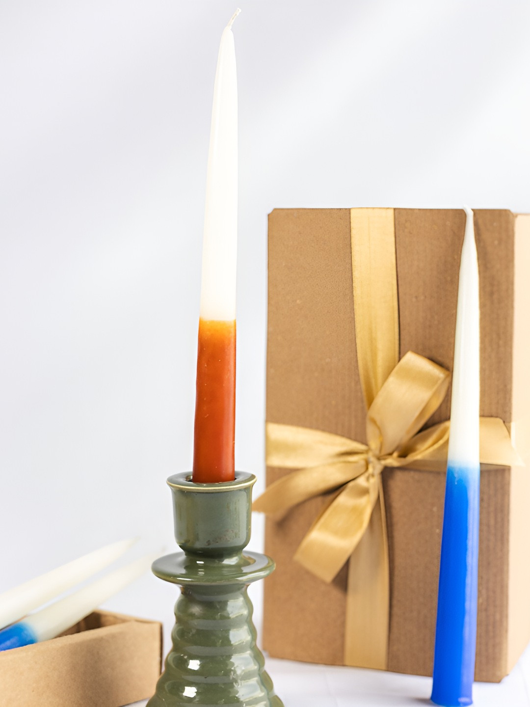 LIGHT JEWELS HAND DIPPED TAPER 4Pcs Smokeless Solid Geometric Regular Pillar Candles