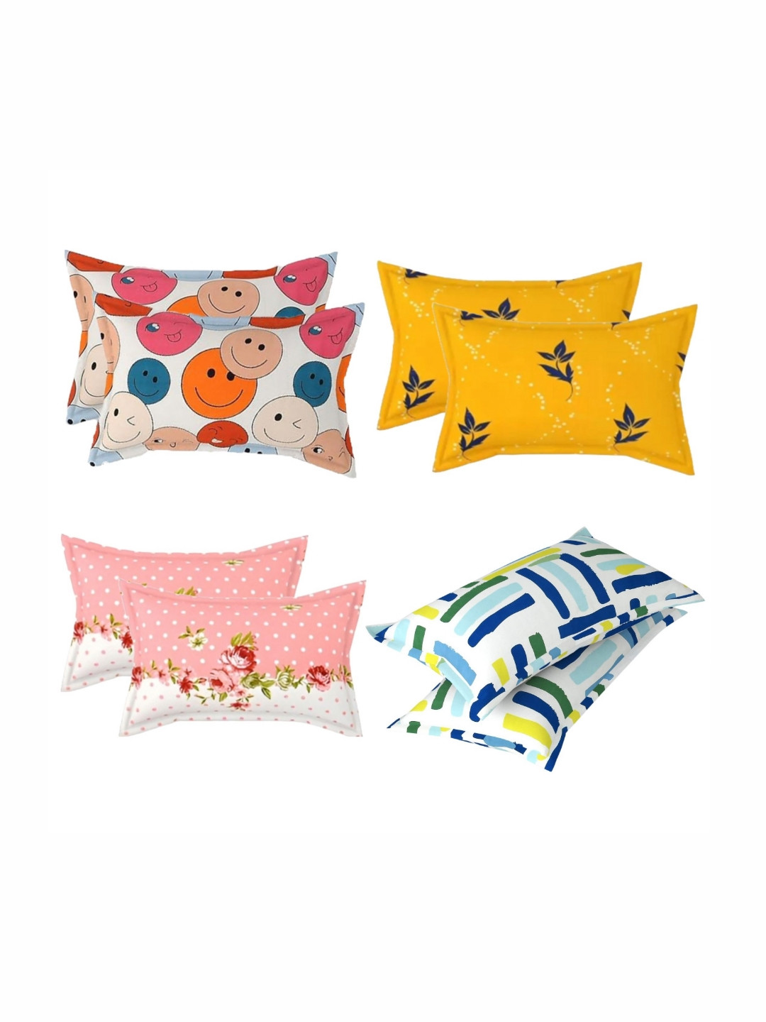 PRTREND White & Pink 6 and more Pieces Abstract Cotton Linen Rectangle Pillow Covers