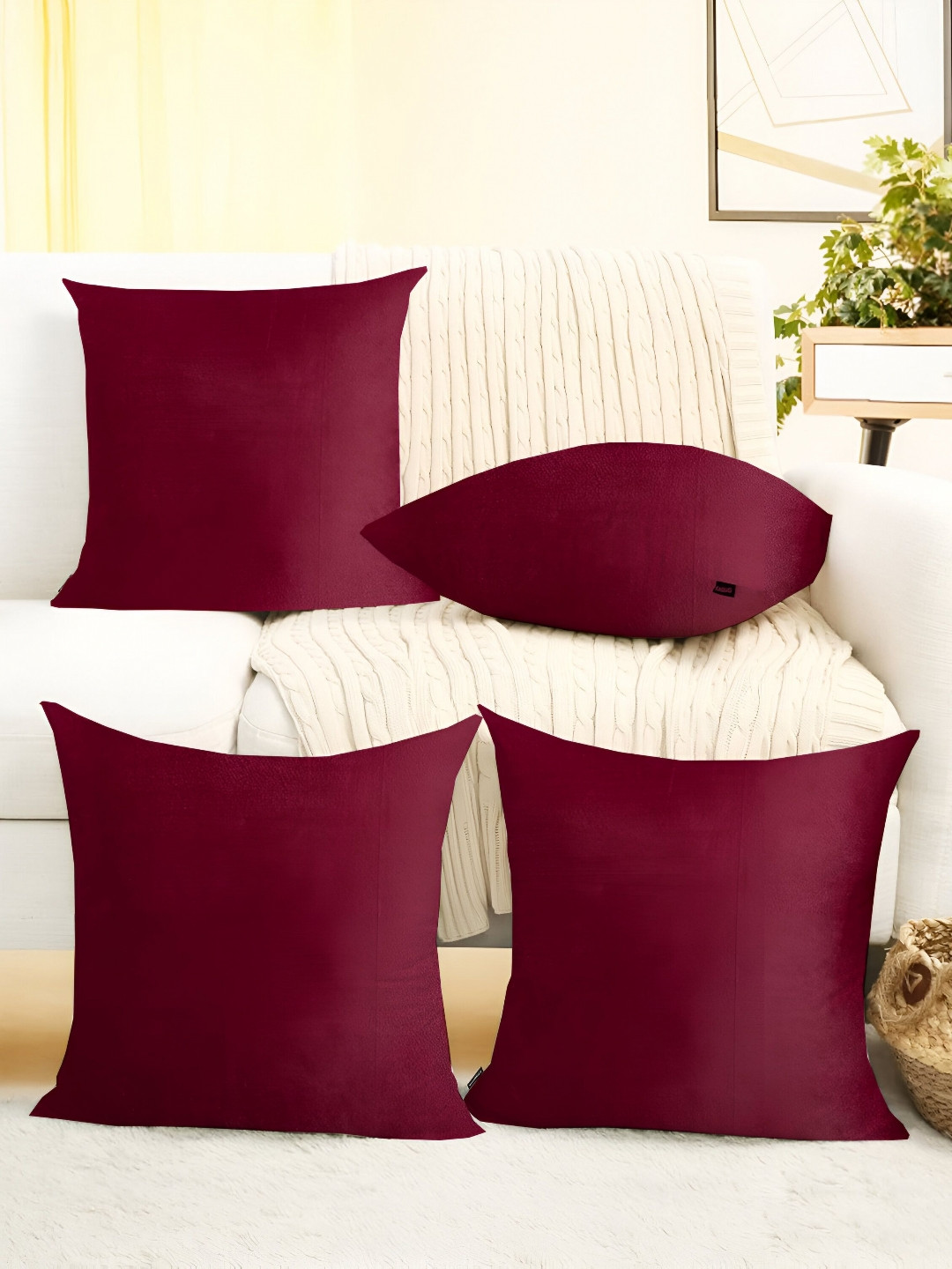 IVAZA Purple Velvet Durable 5 Pcs Square Cushion Covers - 11.8 x 11.8 In