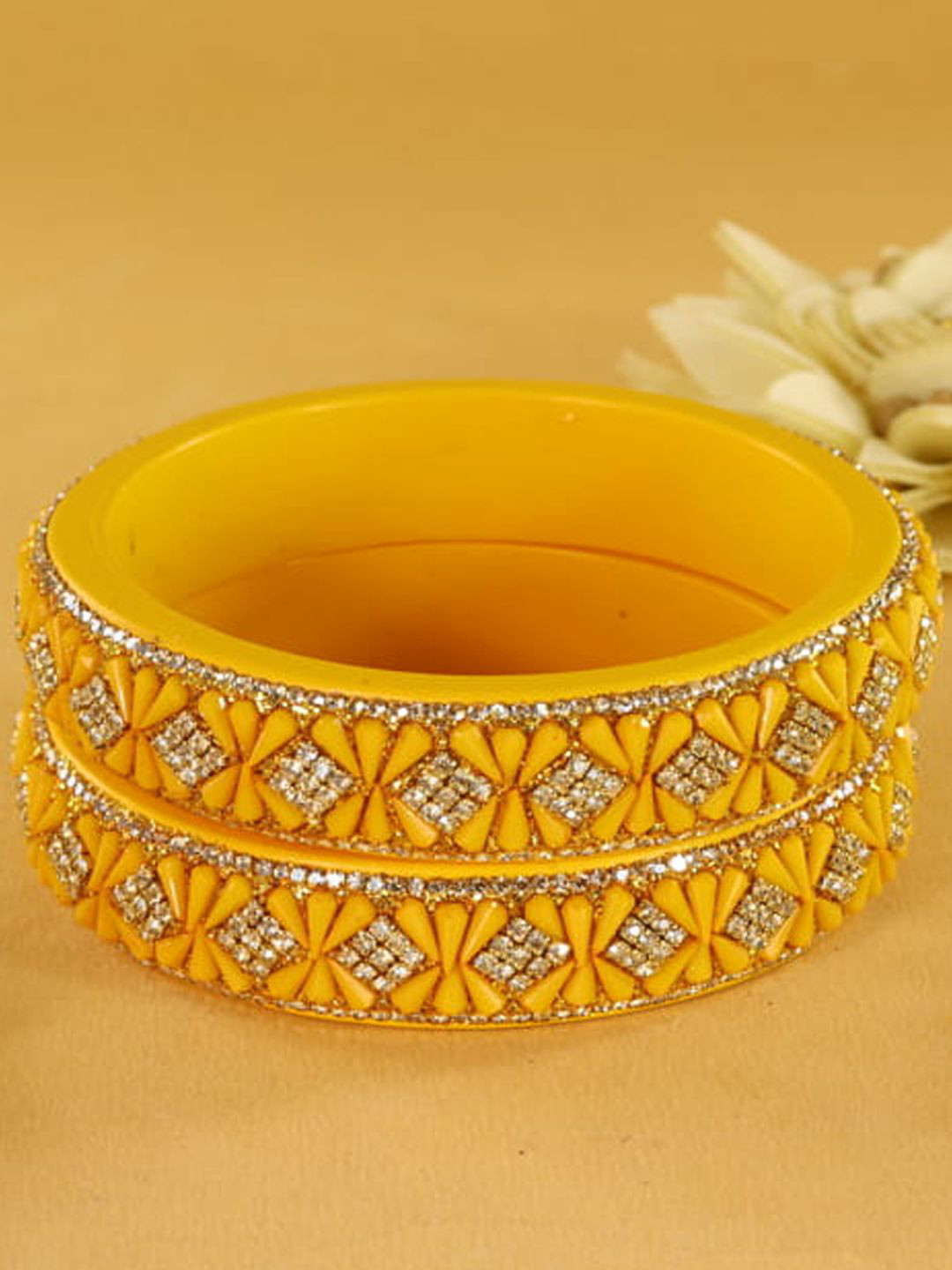 ZULKA Set Of 2 Lac Stone Studded Kada Bangles