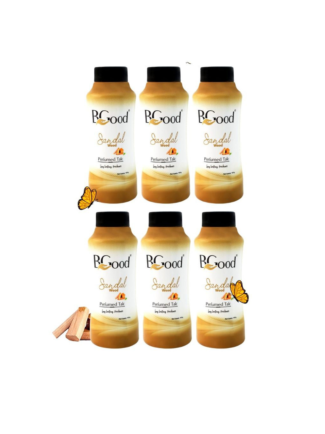 Bgood Set Of 6 Sandalwood Perfumed Long Lasting Talcum Powder- 100 g Each