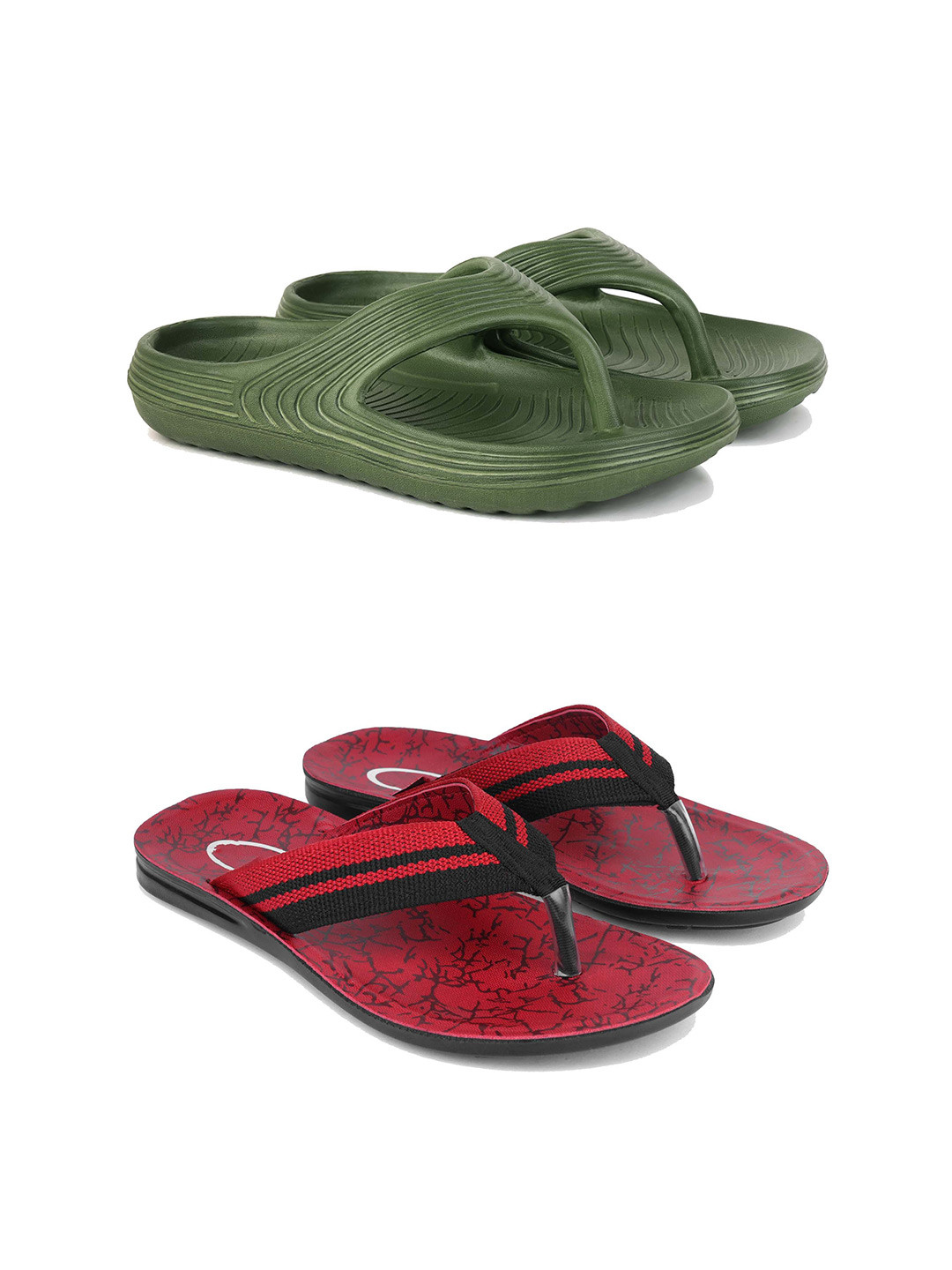 PENNEN Men Set Of 2 Printed High Quality Thong Flip Flops
