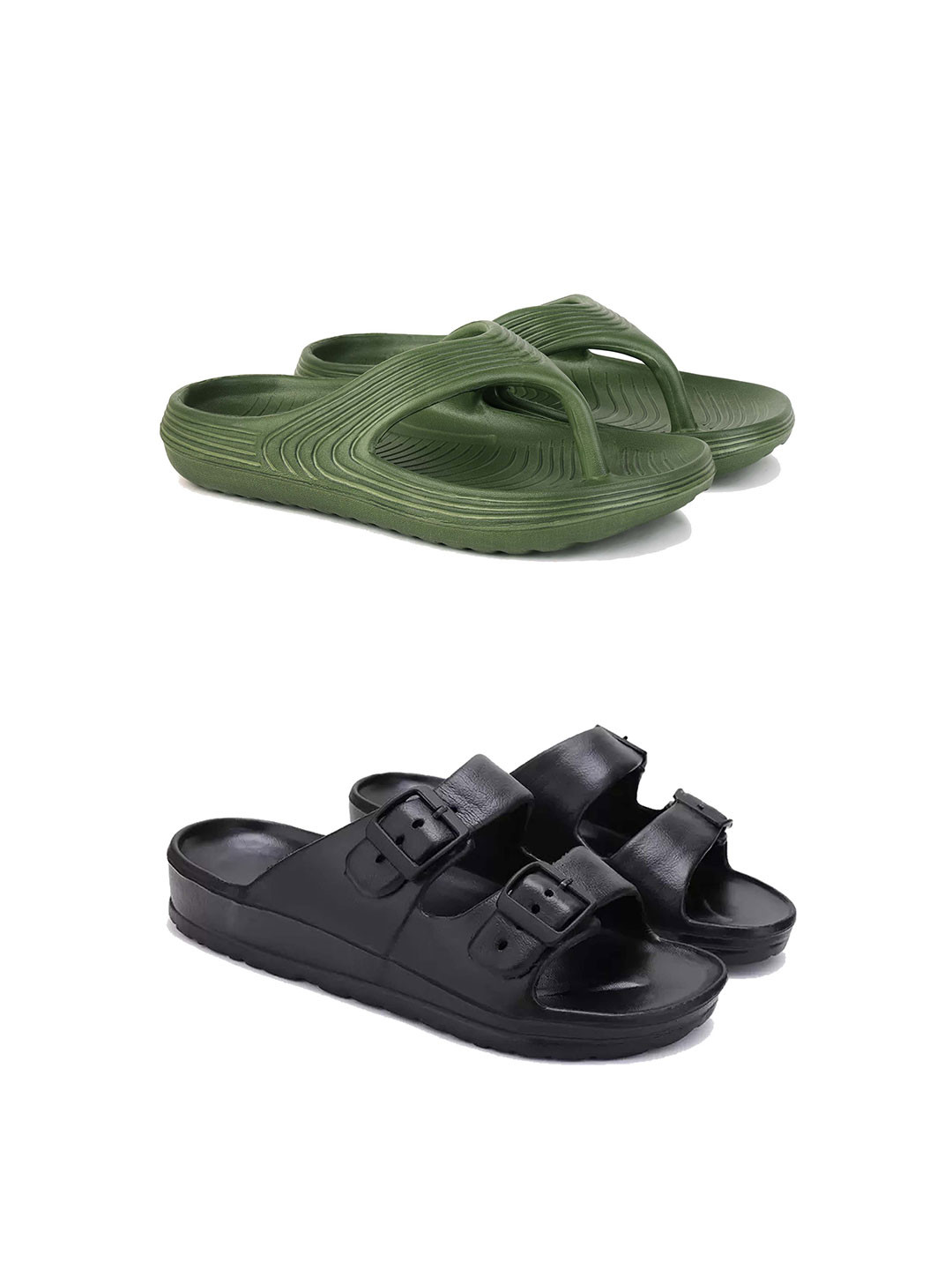 DRACKFOOT Men Set Of 2 High Quality & Soft Thong Flip-Flops & Sliders