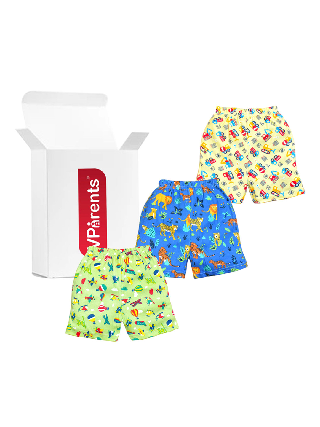 VParents Kids Pack Of 3 Printed Mid-Rise Shorts