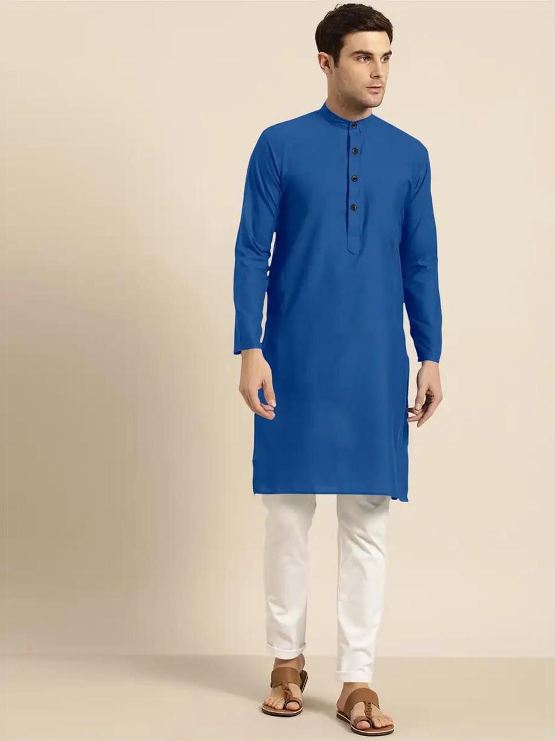 TIGER SNAKE Men Mandarin Collar Pure Cotton Kurta