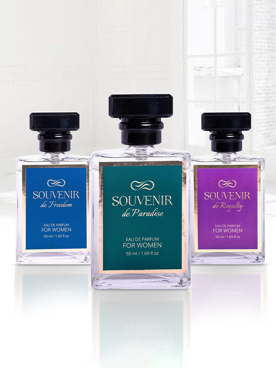 Souvenir Women Set Of 3 De Freedom, De Paradise & De Royalty Eau De Parfum - 50 ml Each