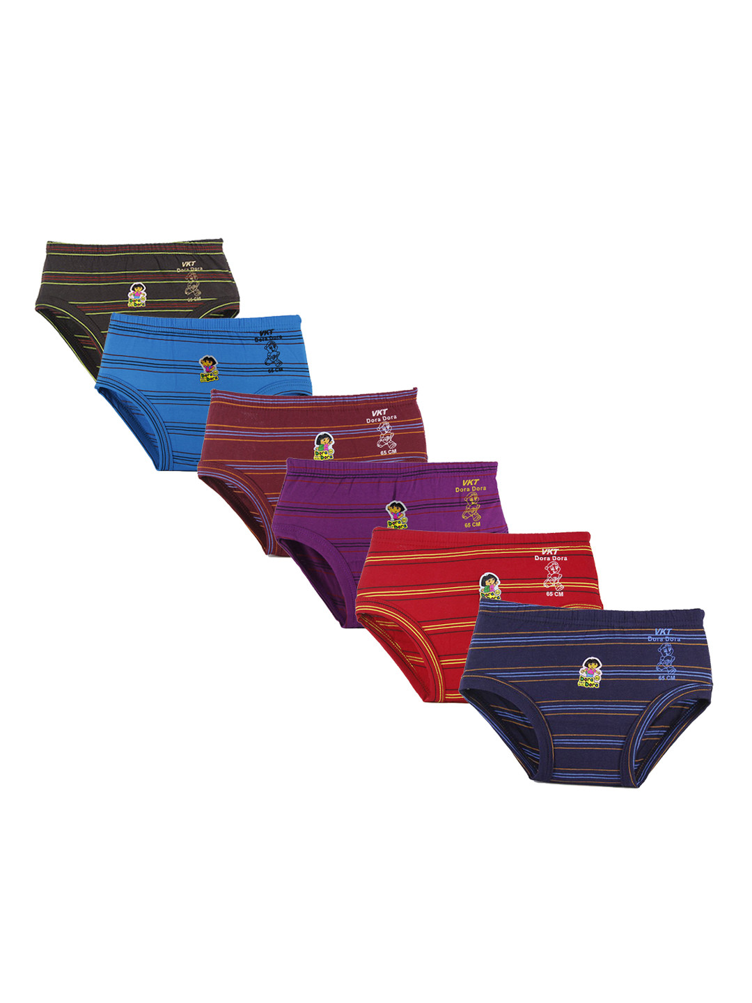 Dora Dora Infant Boys Pack Of 6 Striped Cotton Basic Briefs MY-BY-DOLINE-JATTY-6PC