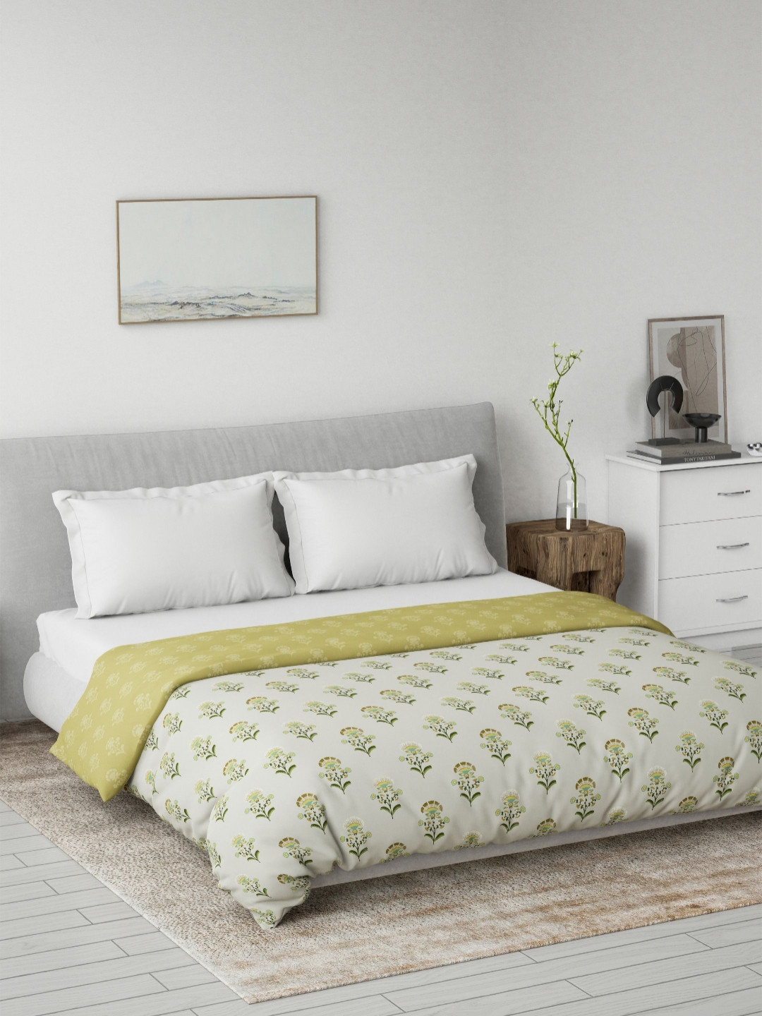 Ddecor Cotton Ethnic 80 GSM Summer Reversible Double Dohar - Yellow