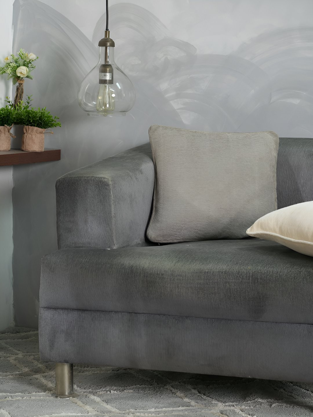 MASPAR Solid Cotton Square Cushion Cover For Sofa Bedroom Living Room Chair- 30X30 CM