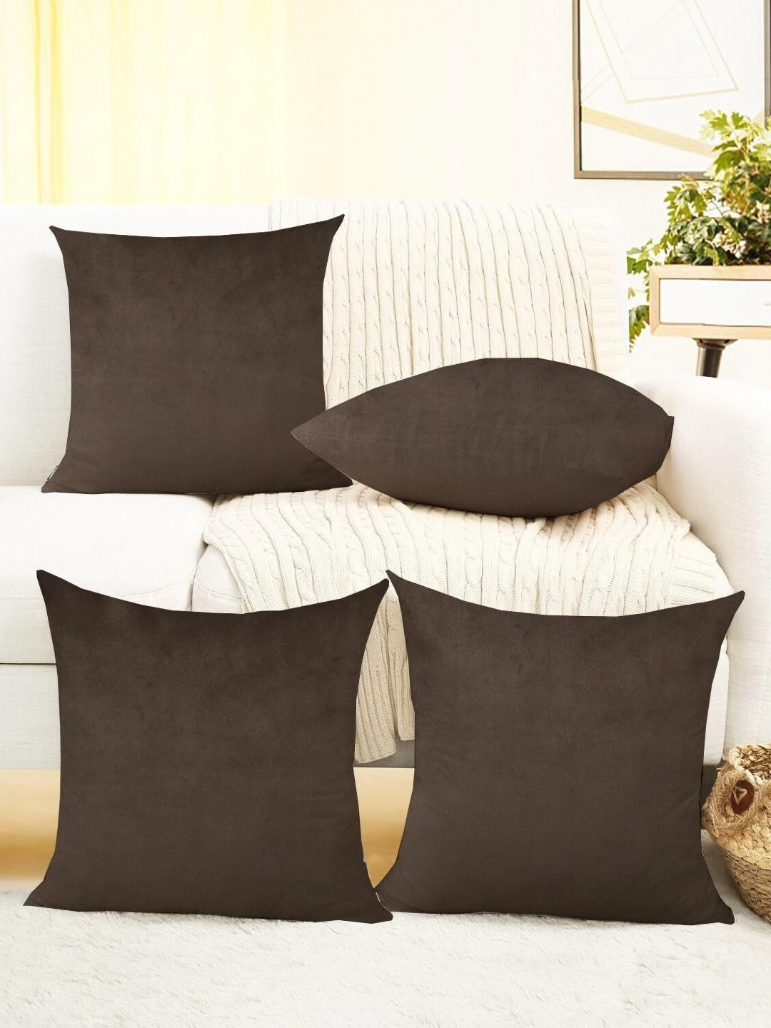 IVAZA Lavender Velvet Reversible 4 Pcs Square Cushion Covers - 23.6 x 23.6 In