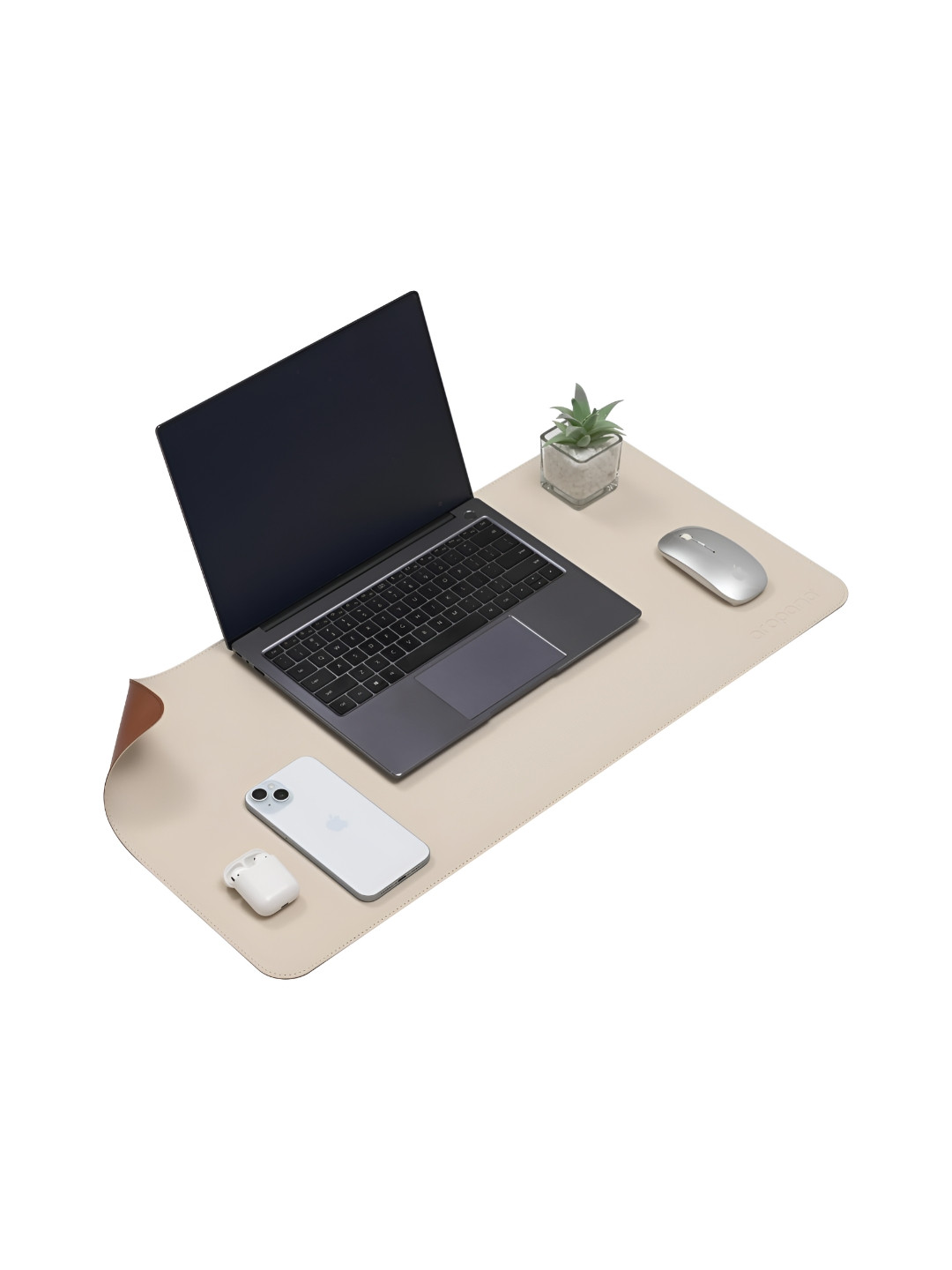 LTETTES dual mats White Synthetic Leather Set Of 1 Water Resistant Desk Organiser 27.6 x 13.8 inch