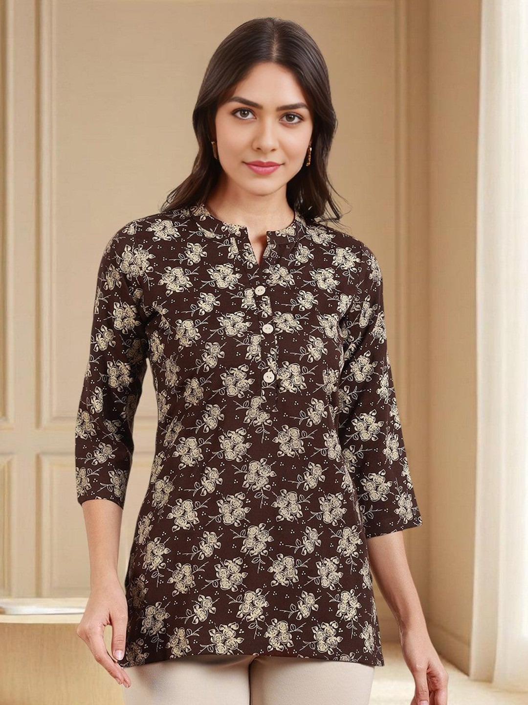 DUMMY SHAPE Women Floral Printed A-line Short Kurta
