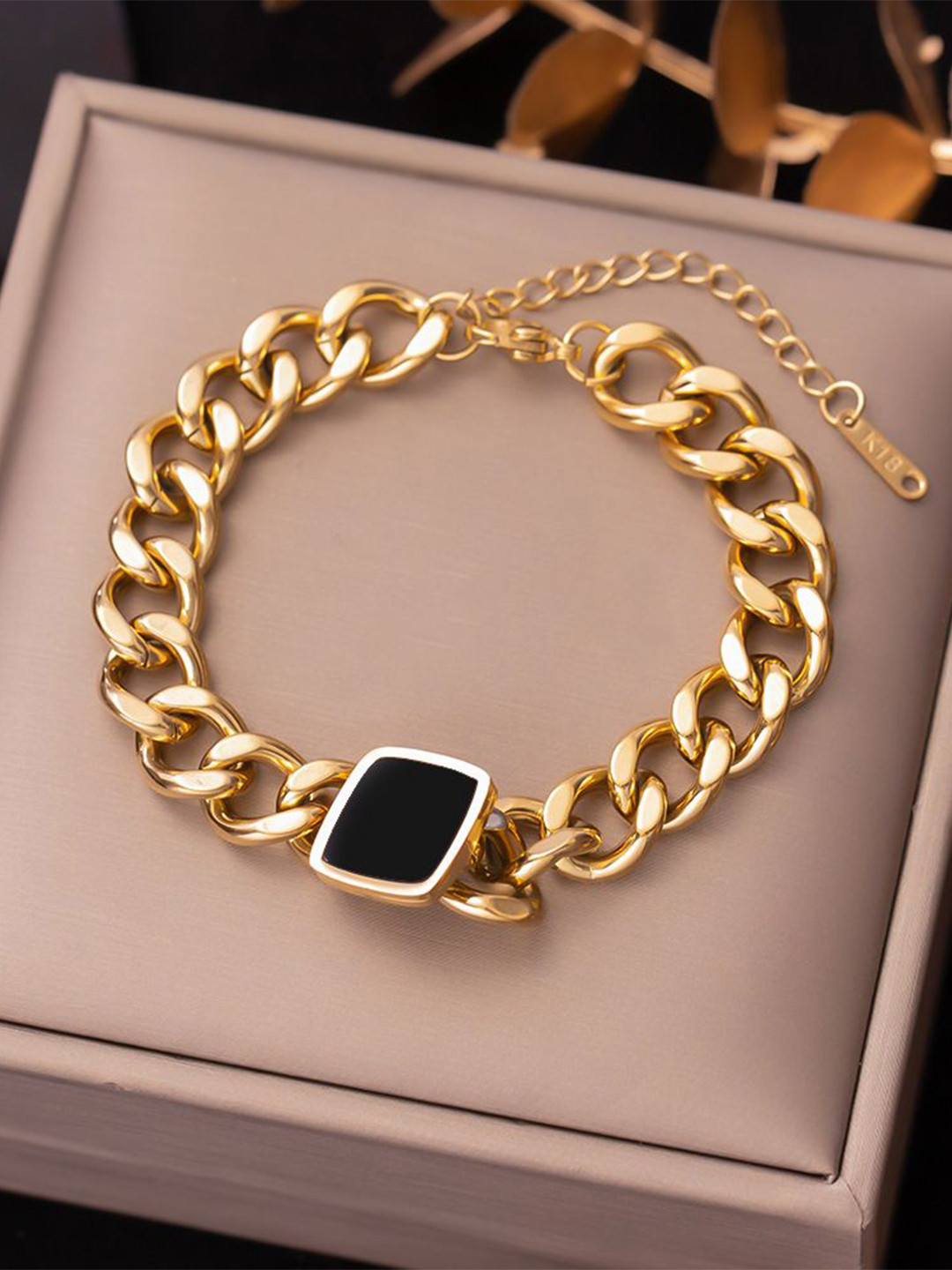 SZN Gold-Plated Chunky Chain Accent Charm Link Bracelet