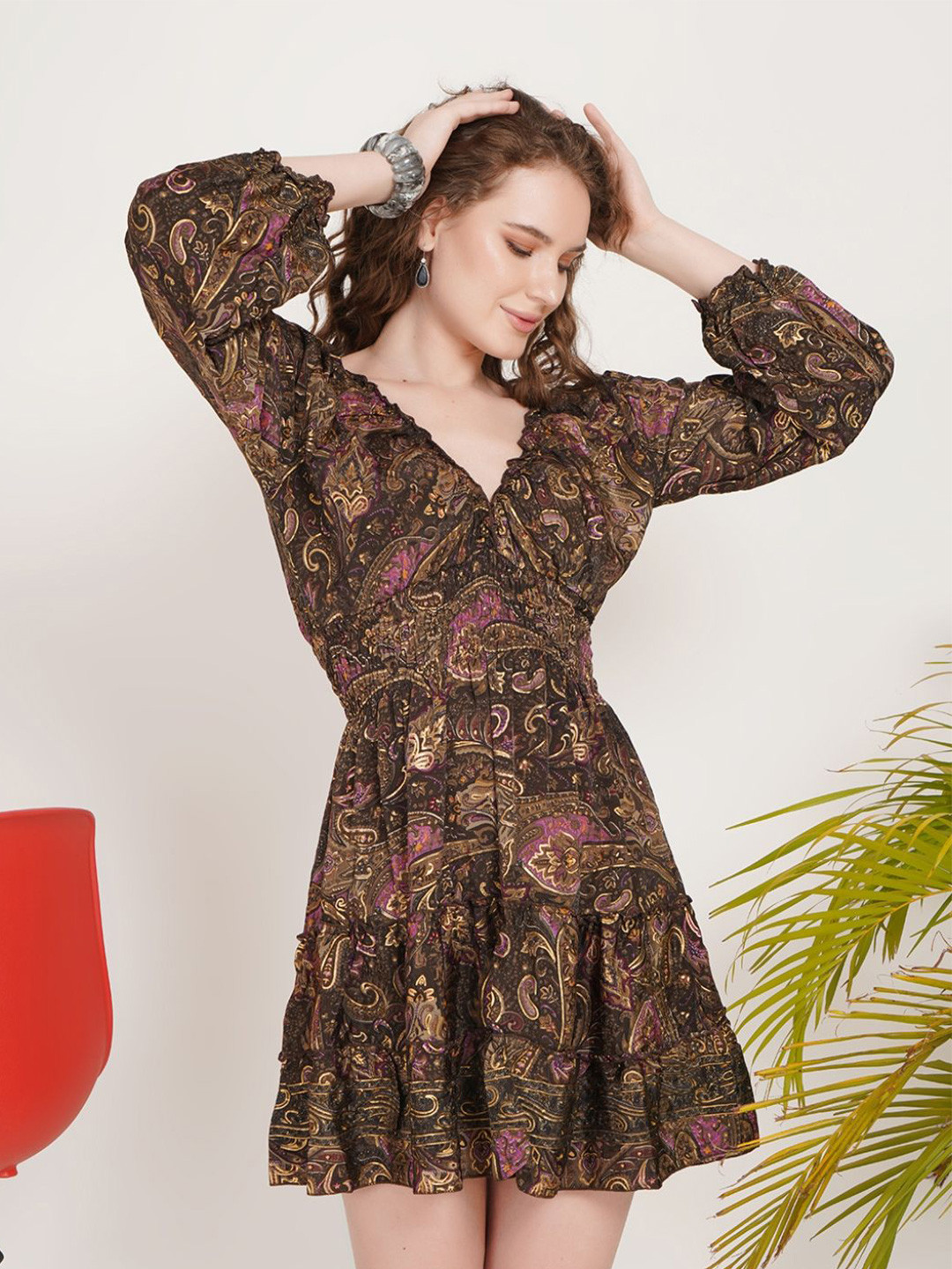 Boholyfe Women Iria Cocoa Blush Mini Dress