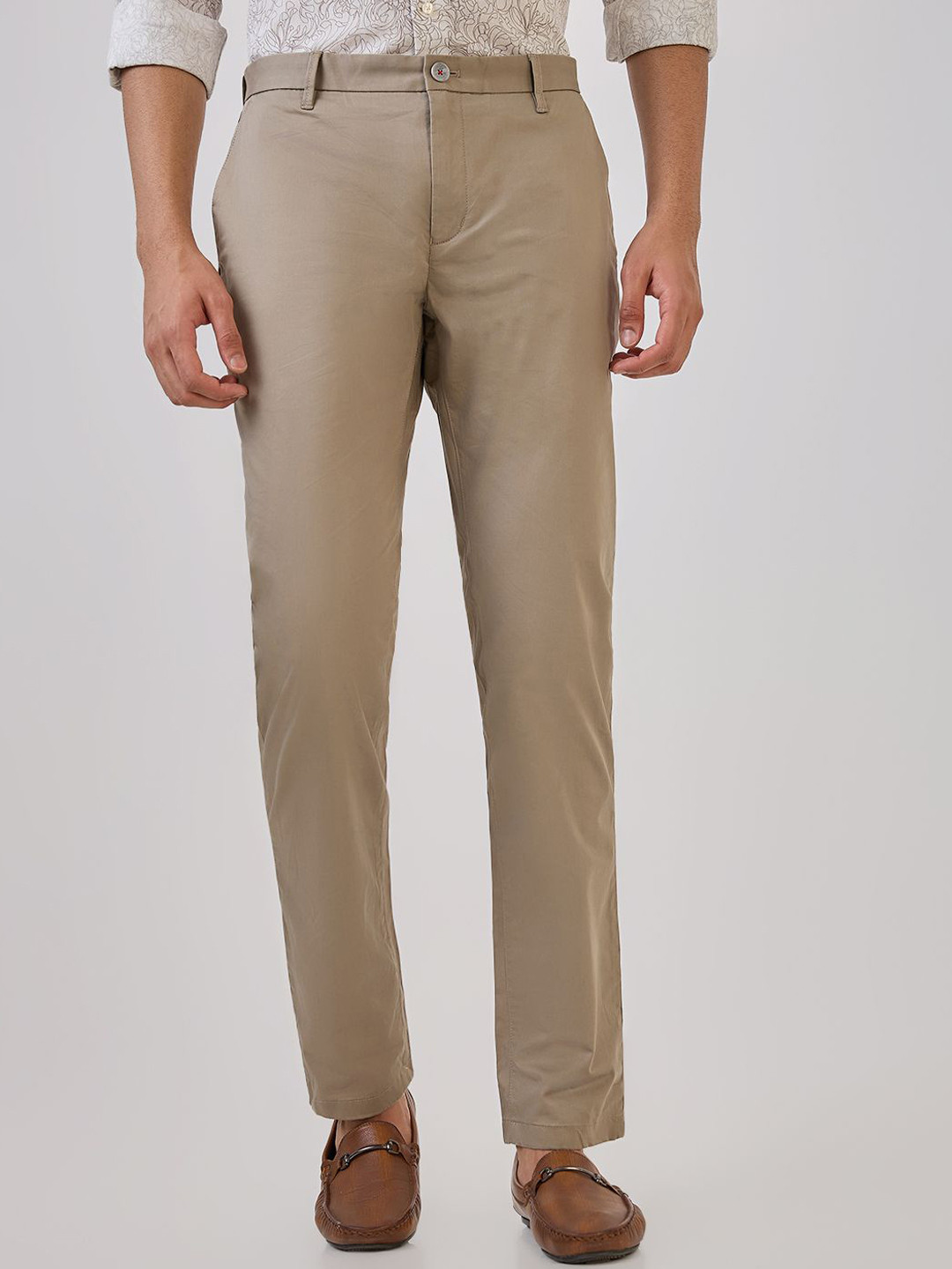 Raymond Men Slim-Fit Flat Front Casual Chions