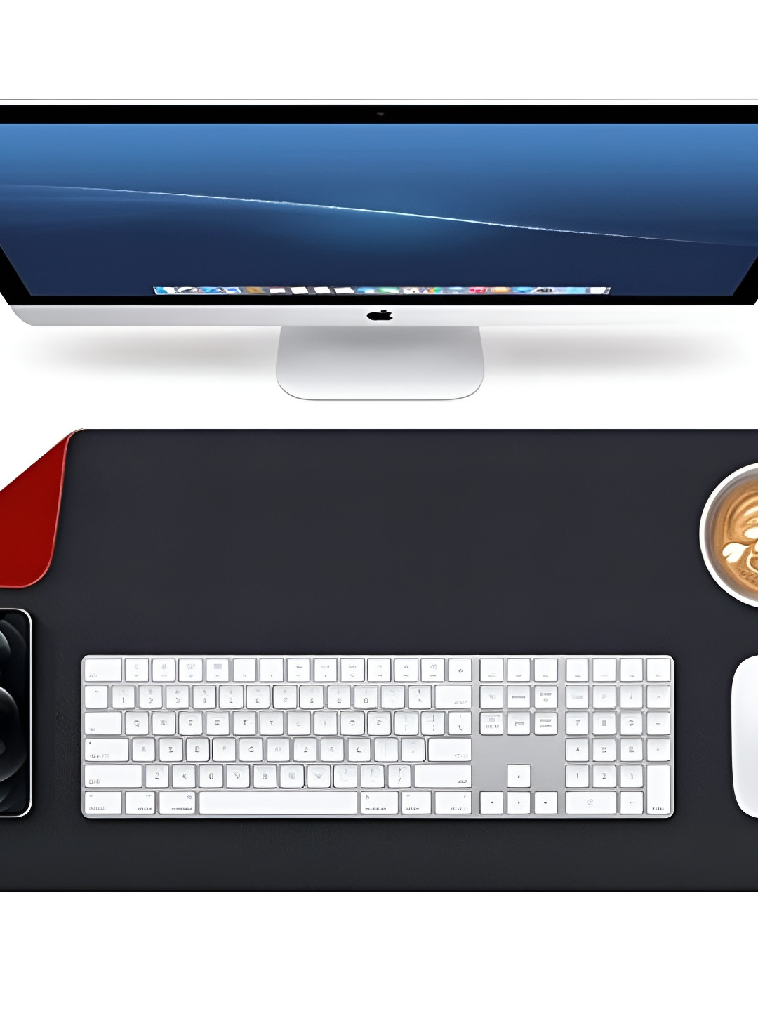 LTETTES dual mats Black Synthetic Leather Set Of 1 Water Resistant Desk Organiser 35.4 x 17.7 inch