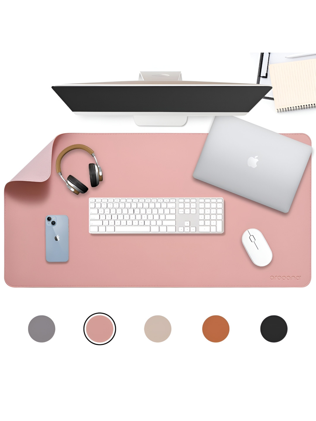 LTETTES anti slip Pink Synthetic Leather Set Of 1 Water Resistant Desk Organiser 35.4 x 17.7 inch