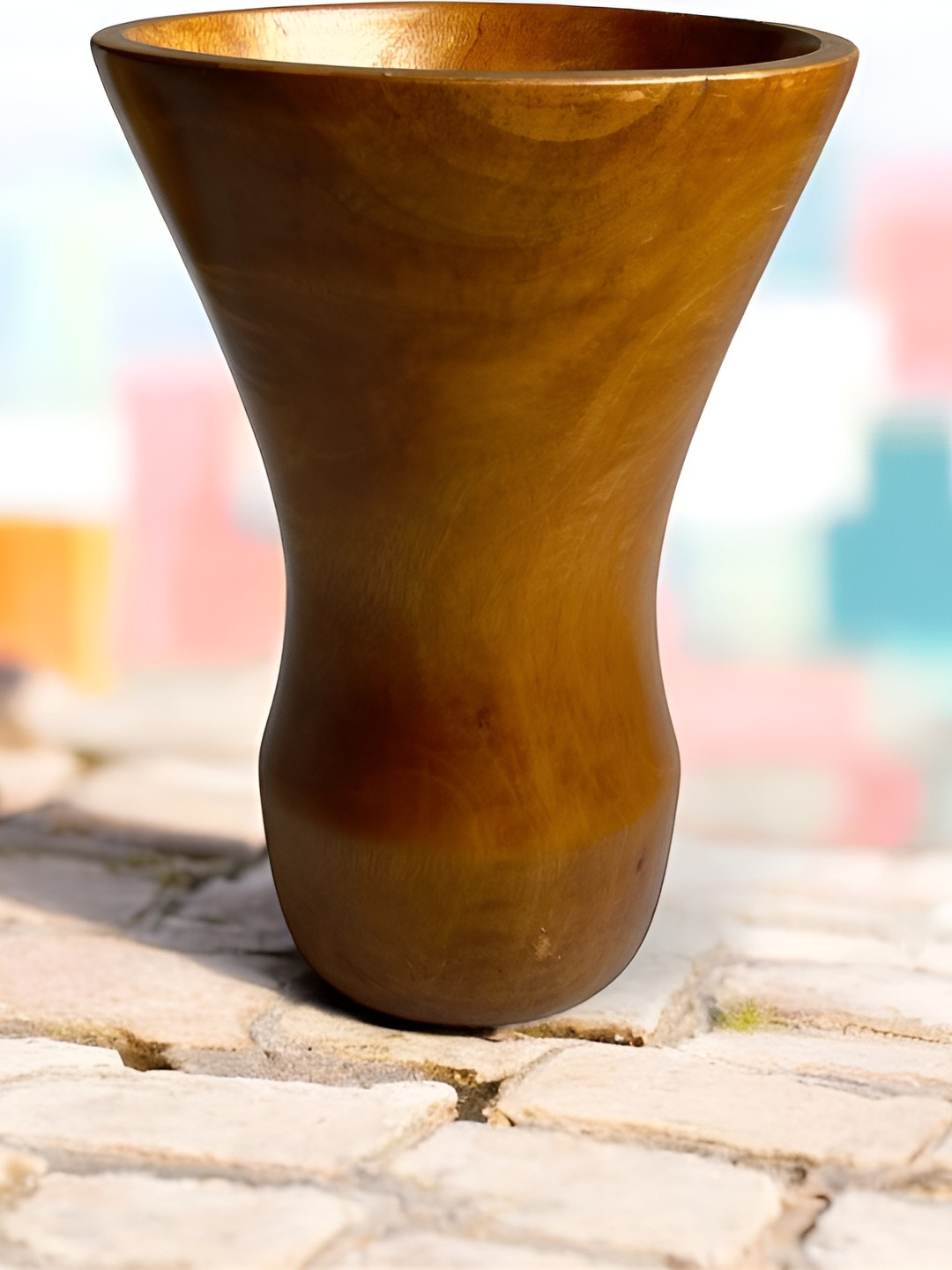 Taurrus Brown Big Wooden Round Vase