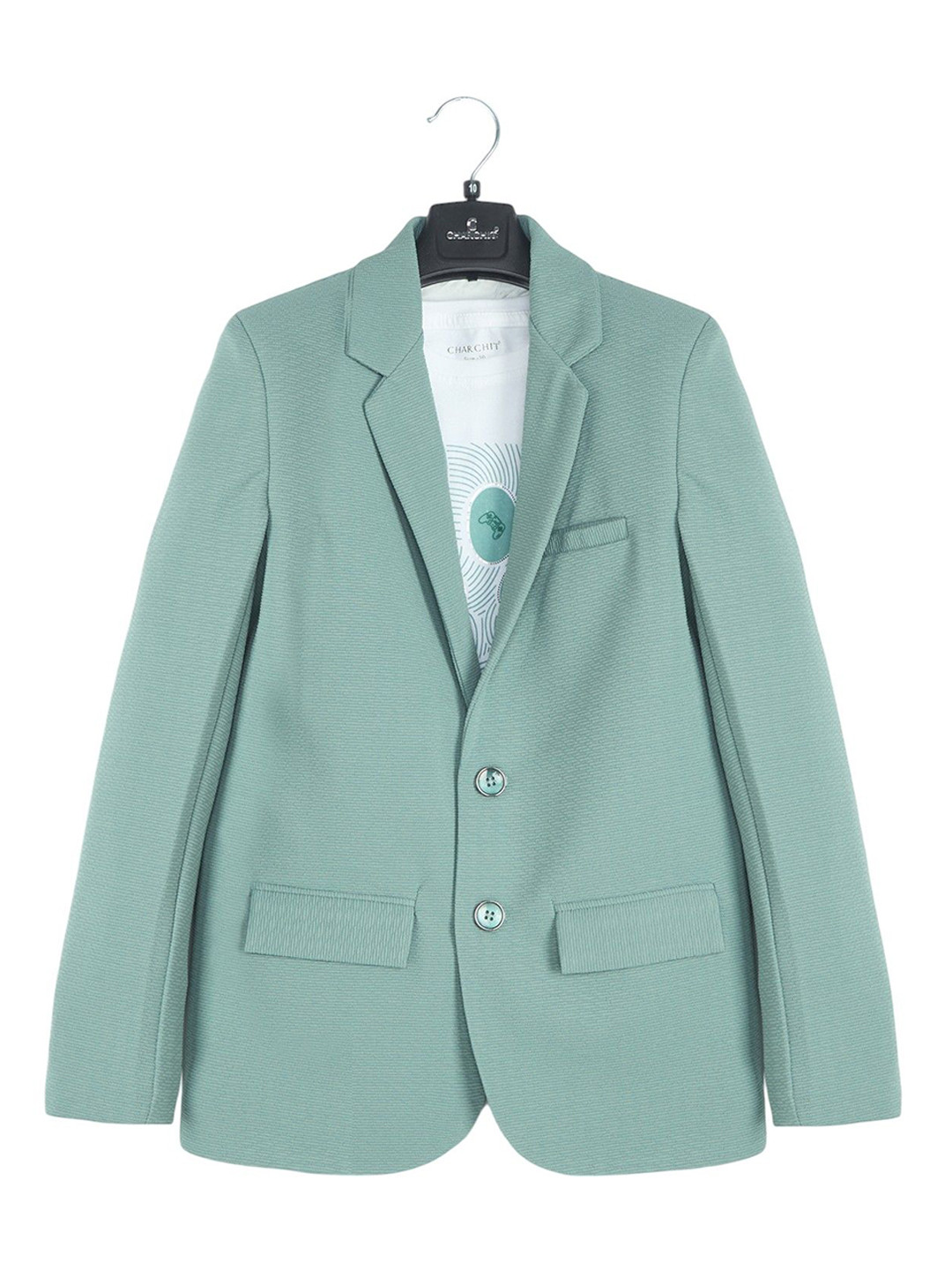 CHARCHIT Boys Full Sleeves Occasion wear Green Blazer and T-Shirt