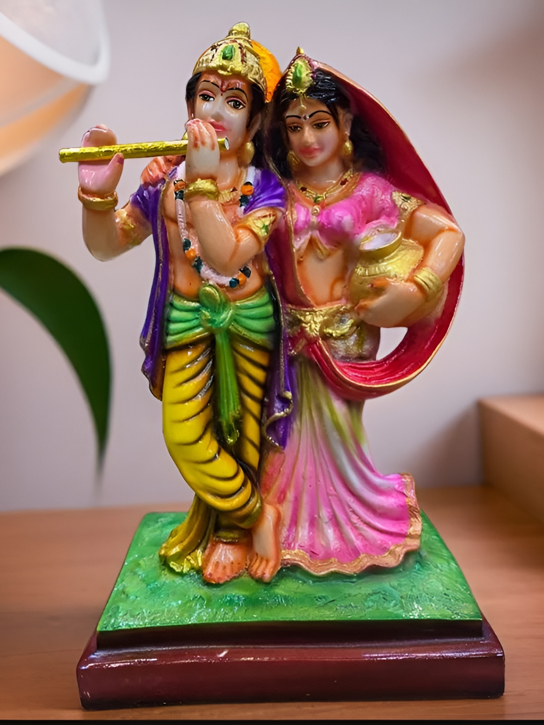 SANKALAN CREATIONS Matki Pink Polyresin Glossy Prayer Room Medium Showpiece - 11 Inches