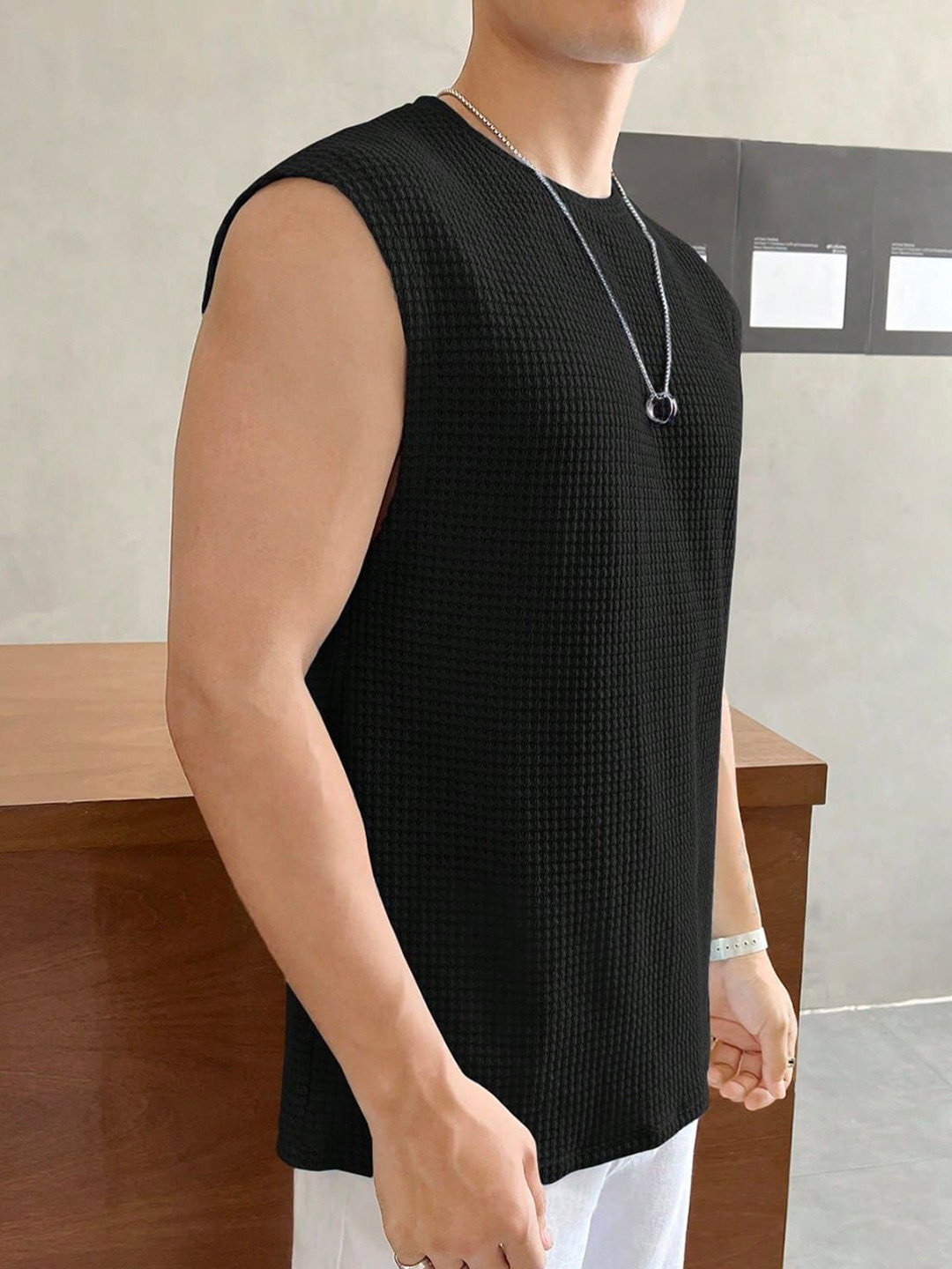 Calcados Pack Of 2 Cotton Stretchable Gym Vests Vest-blk,sandoz-blk-S