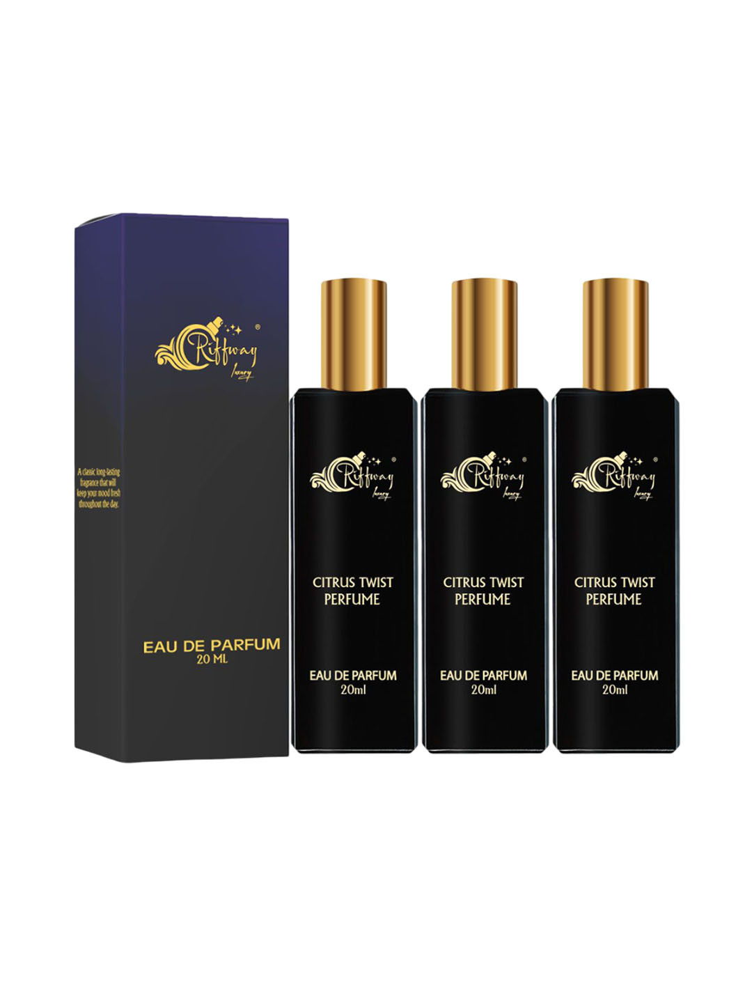 riffway Set Of 3 Citrus Twist Long Lasting Eau De Parfum - 20 ml Each