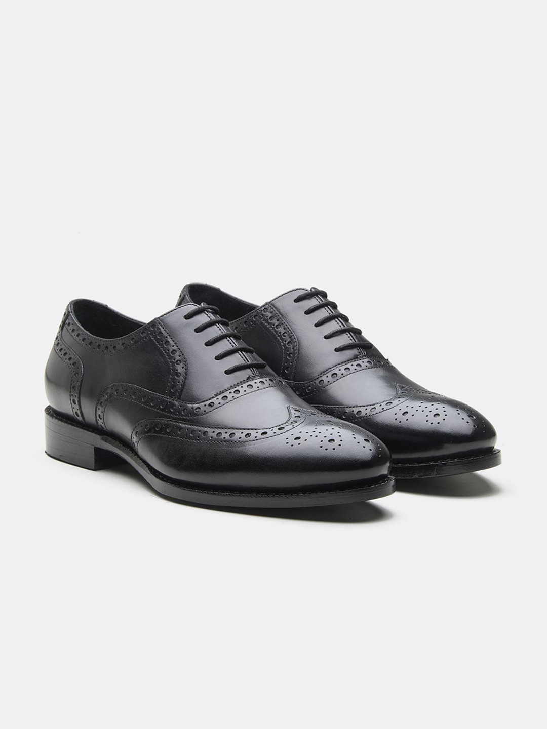KOZASKO Men Goodyear Welted Classic Black Wingtip Oxfords