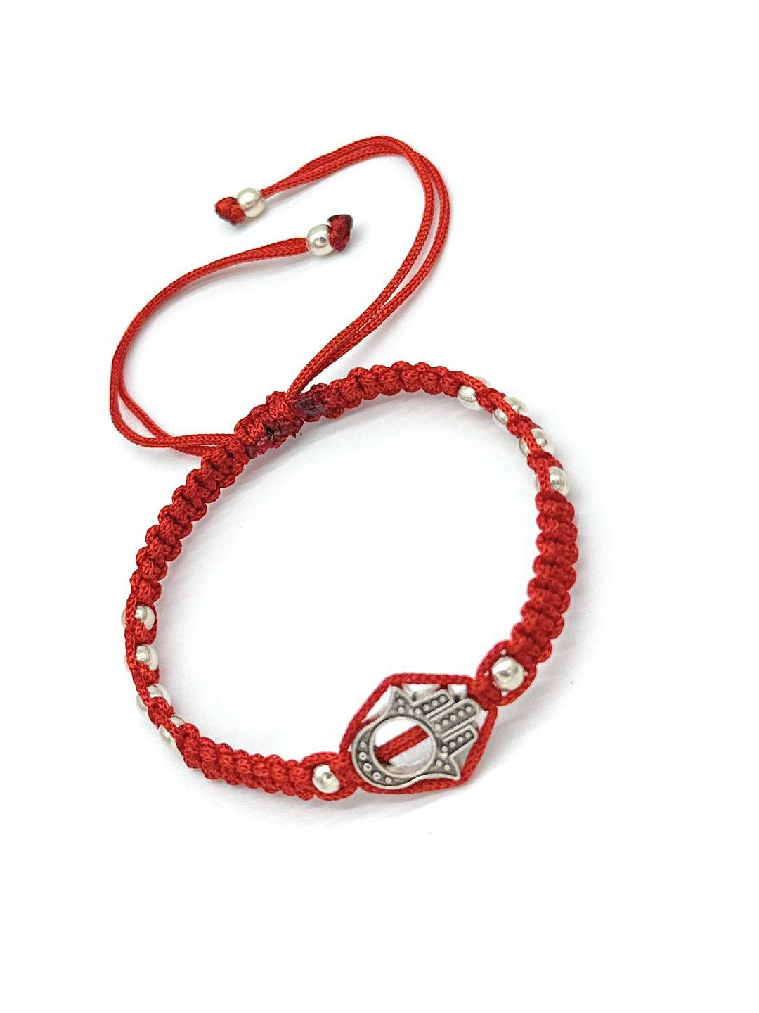 Jyokrish Silver-Plated Artificial Beaded Hamsa Wraparound Bracelet