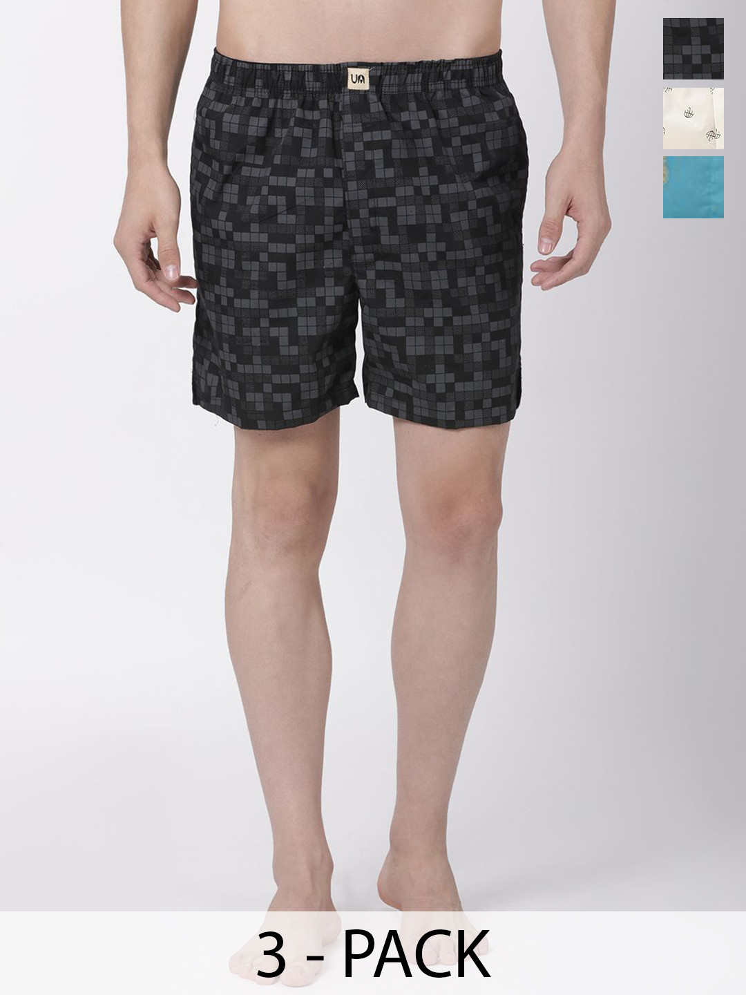 Urban Dog 3-Pcs Printed Pure Cotton Boxers UDBX140-UDBX143-UDBX157