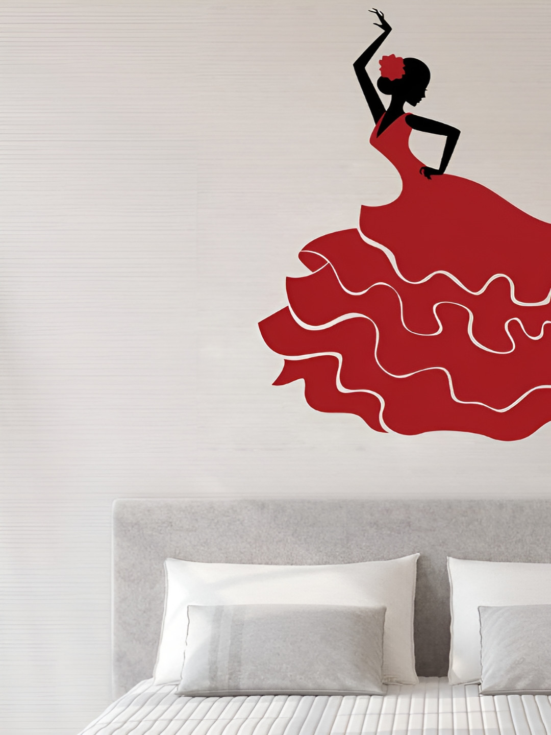 LANSTICK Red & Black One Girl With Dance Self Adhesive Wall Sticker