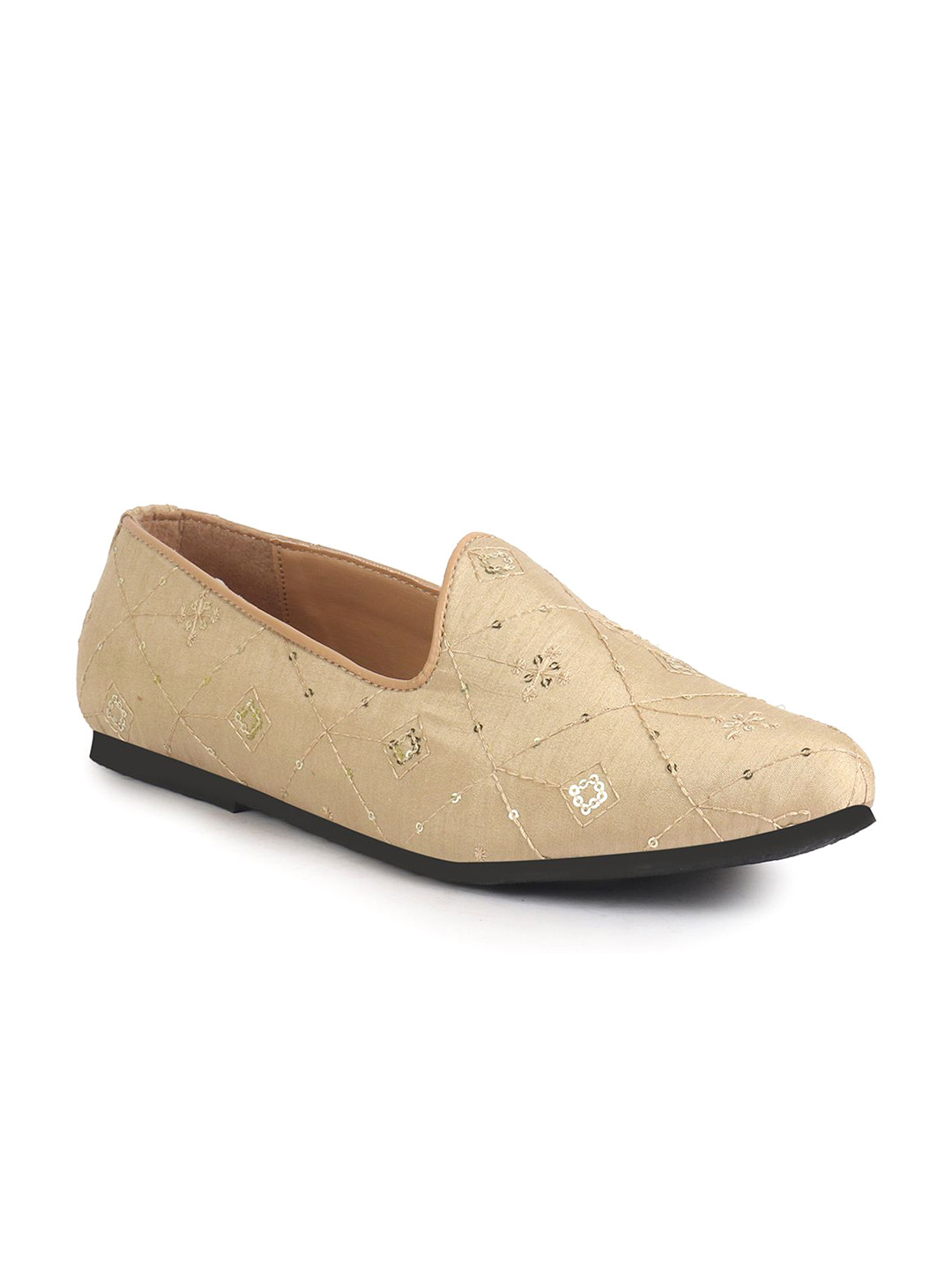 FAUSTO Men Embroidery Sequin Ethnic Slip On Mojaris