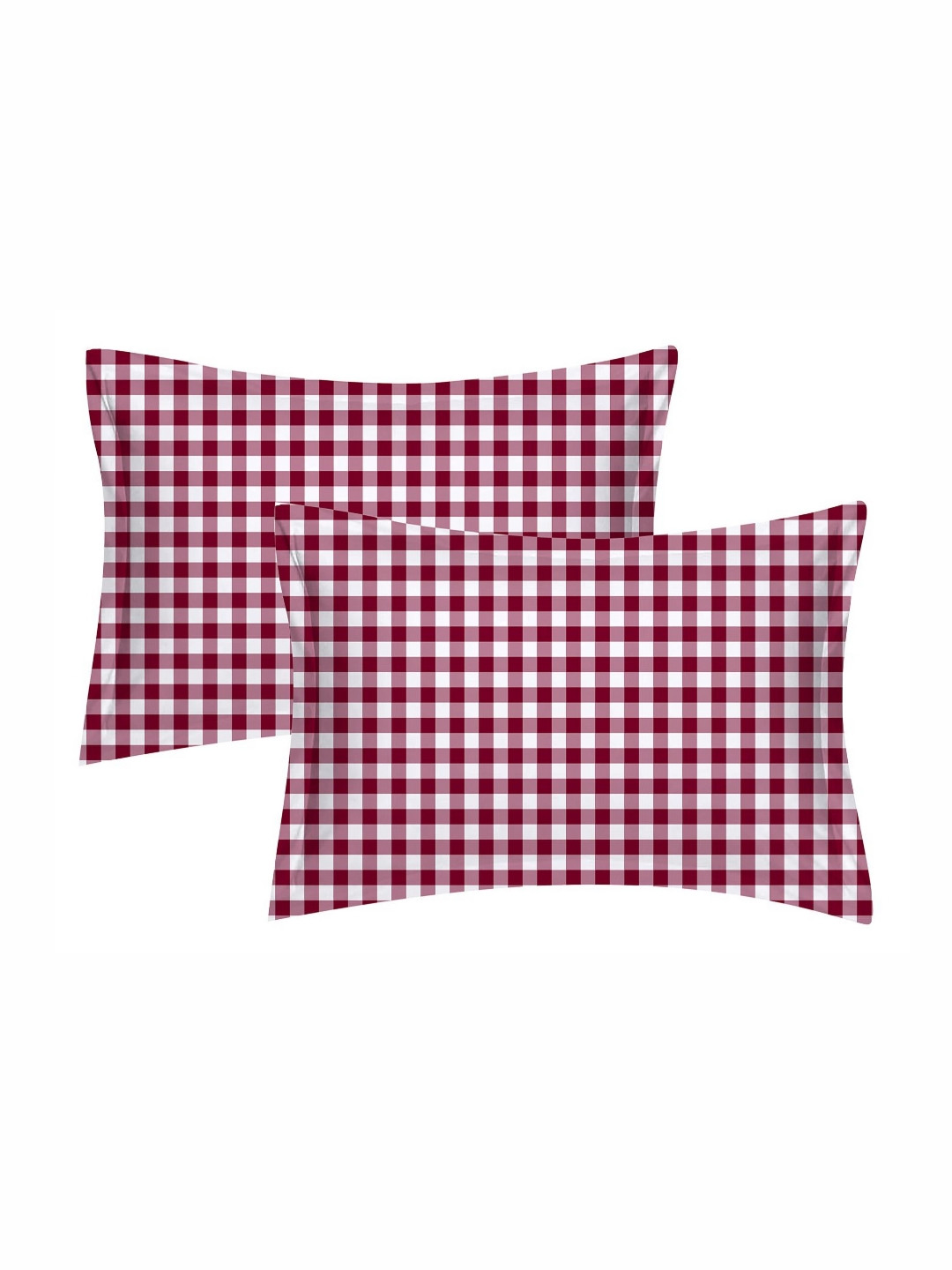 Cotton Candy Maroon & White 2 Pieces Embroidered Pure Cotton Rectangle Pillow Covers