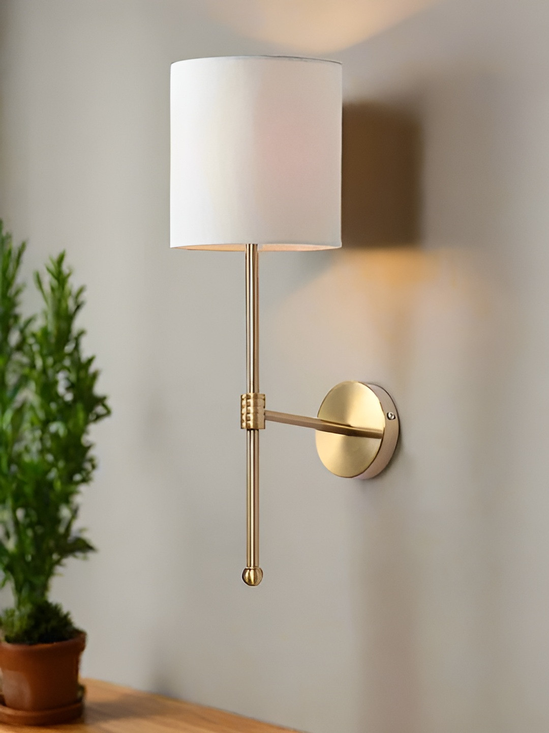 akway Beige Metal Cylinder Shaped Wall Lamp