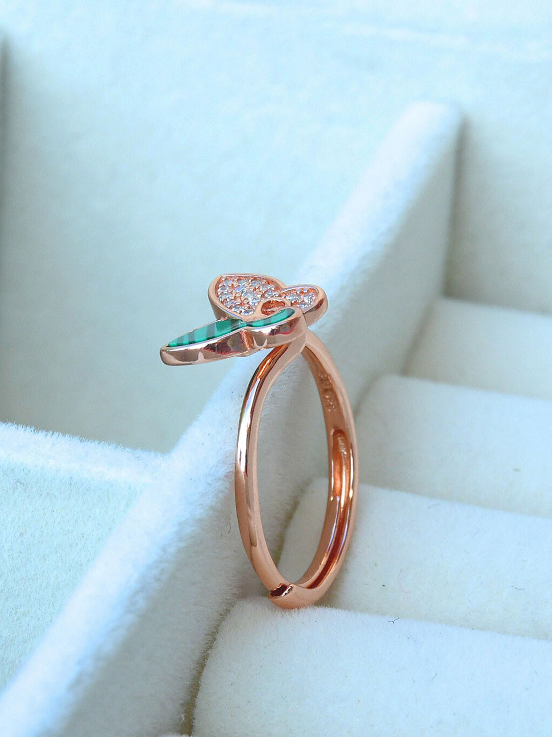 Satlaa 925 Real Sterling Silver Butterfly Adjustable Female Finger Ring