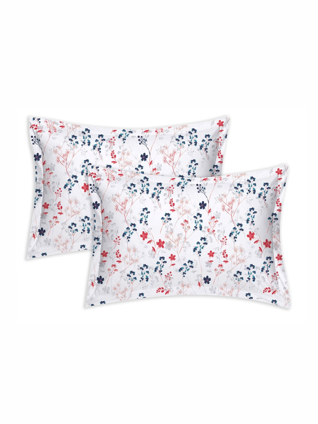 Cotton Candy Navy Blue & White 2 Pieces Abstract Pure Cotton Rectangle Pillow Covers