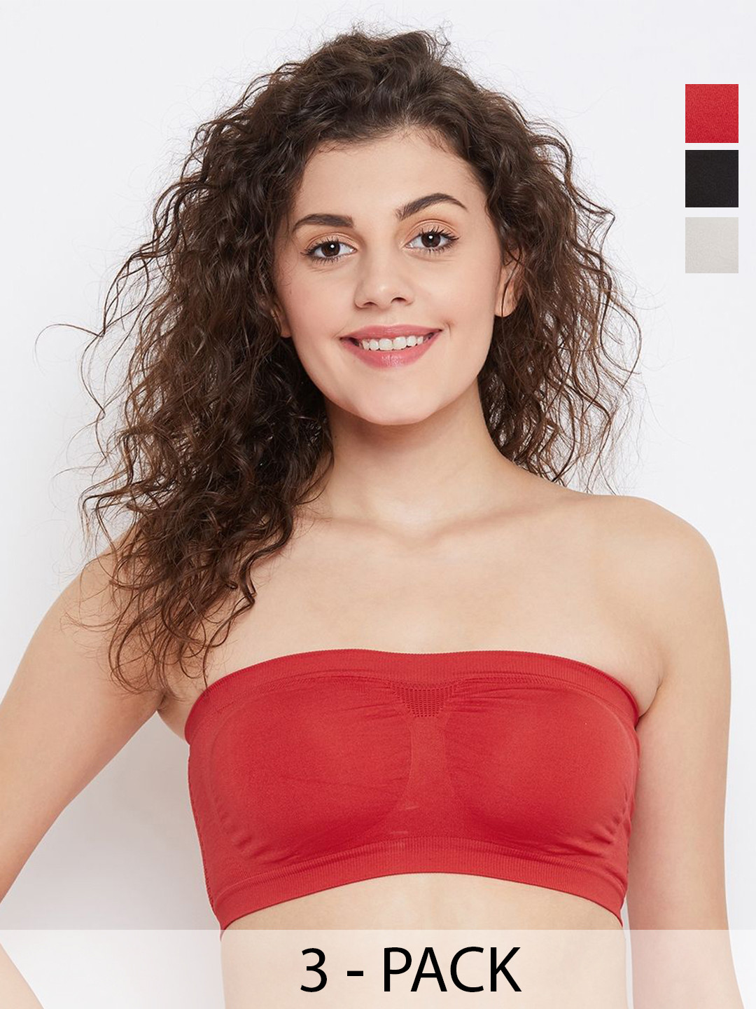 SECRETS BY ZEROKAATA Women Pack of 3 Assorted Non Padded Strapless Bralette