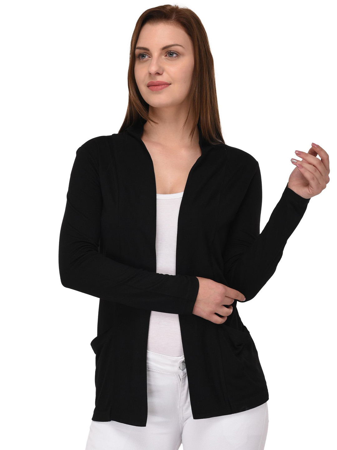 The Roadster Lifestyle Co Front Open Shrug With Pocket