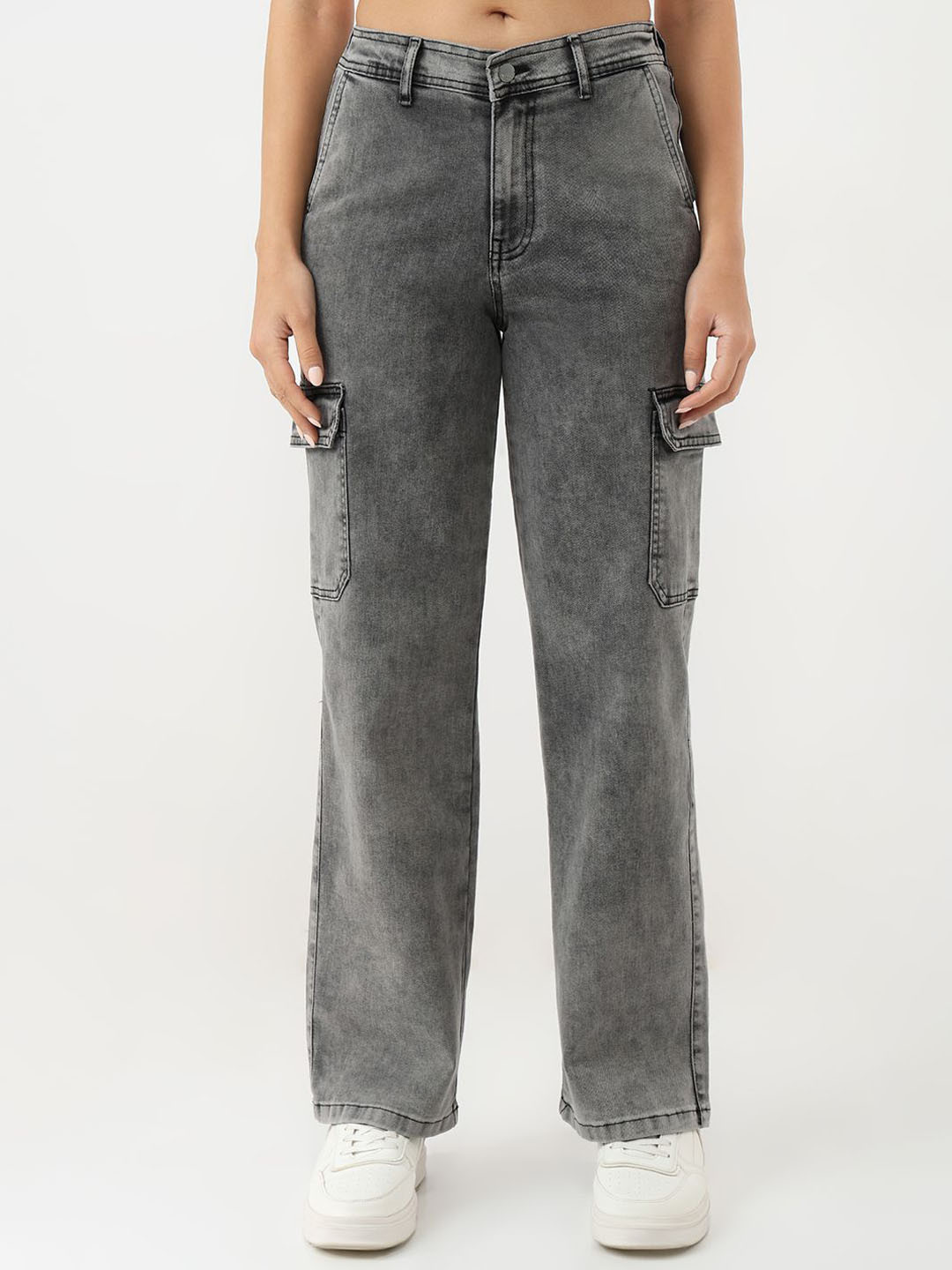 Kraus Jeans Women Relaxed Fit Mid-Rise Light Fade Acid Wash Jeans
