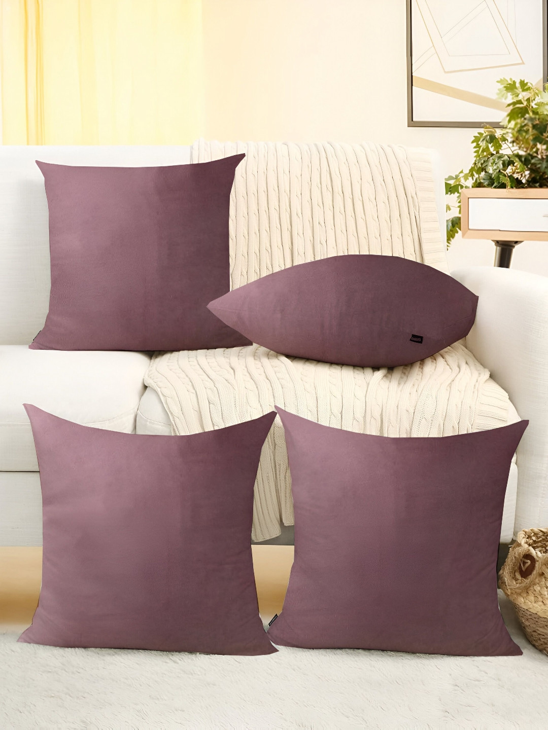IVAZA Grey Velvet Lightweight 4 Piece Square Cushion Covers - 23.6 x 23.6 Inches